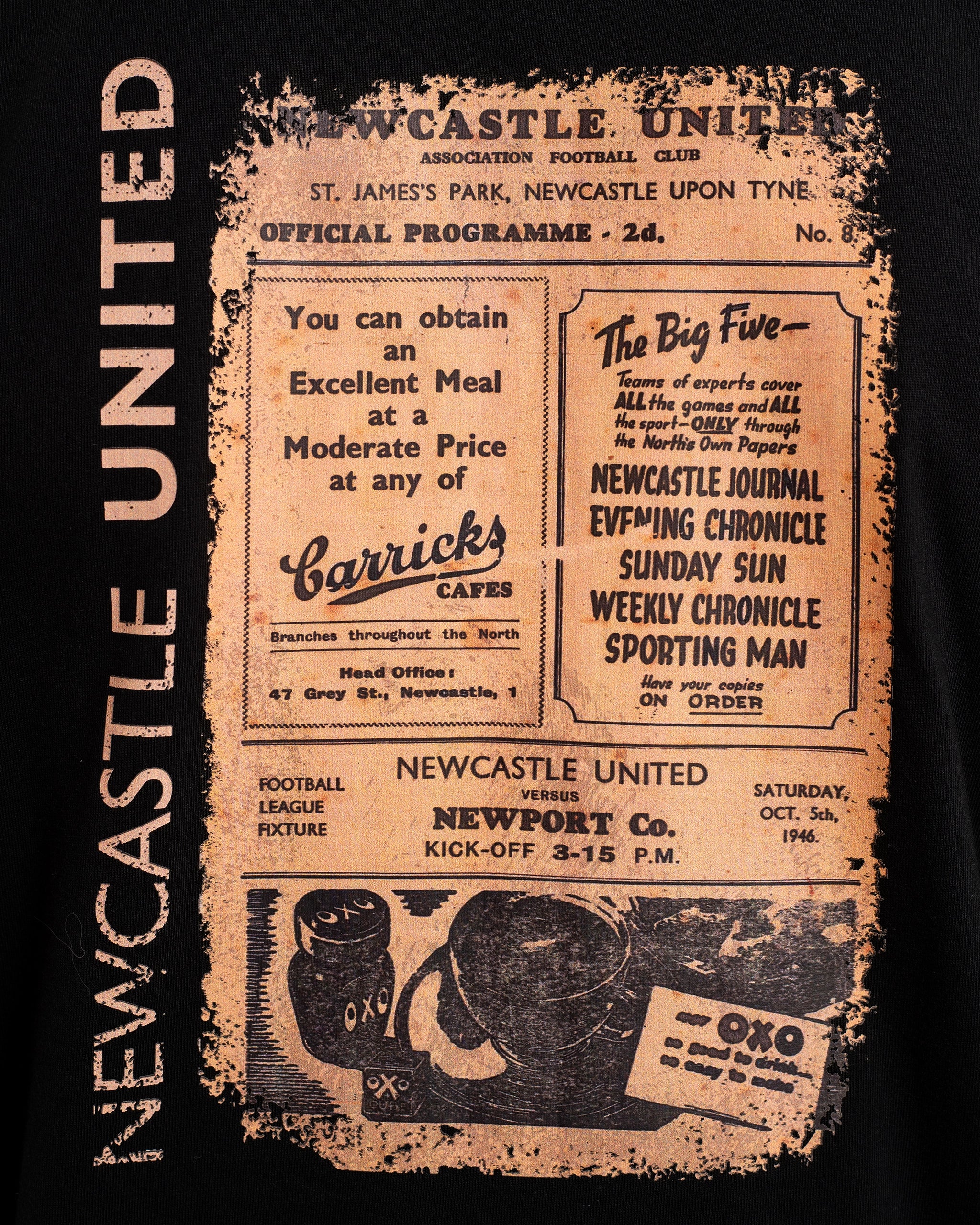 Newcastle United 1946 Programme Collection T-Shirt - Image 4