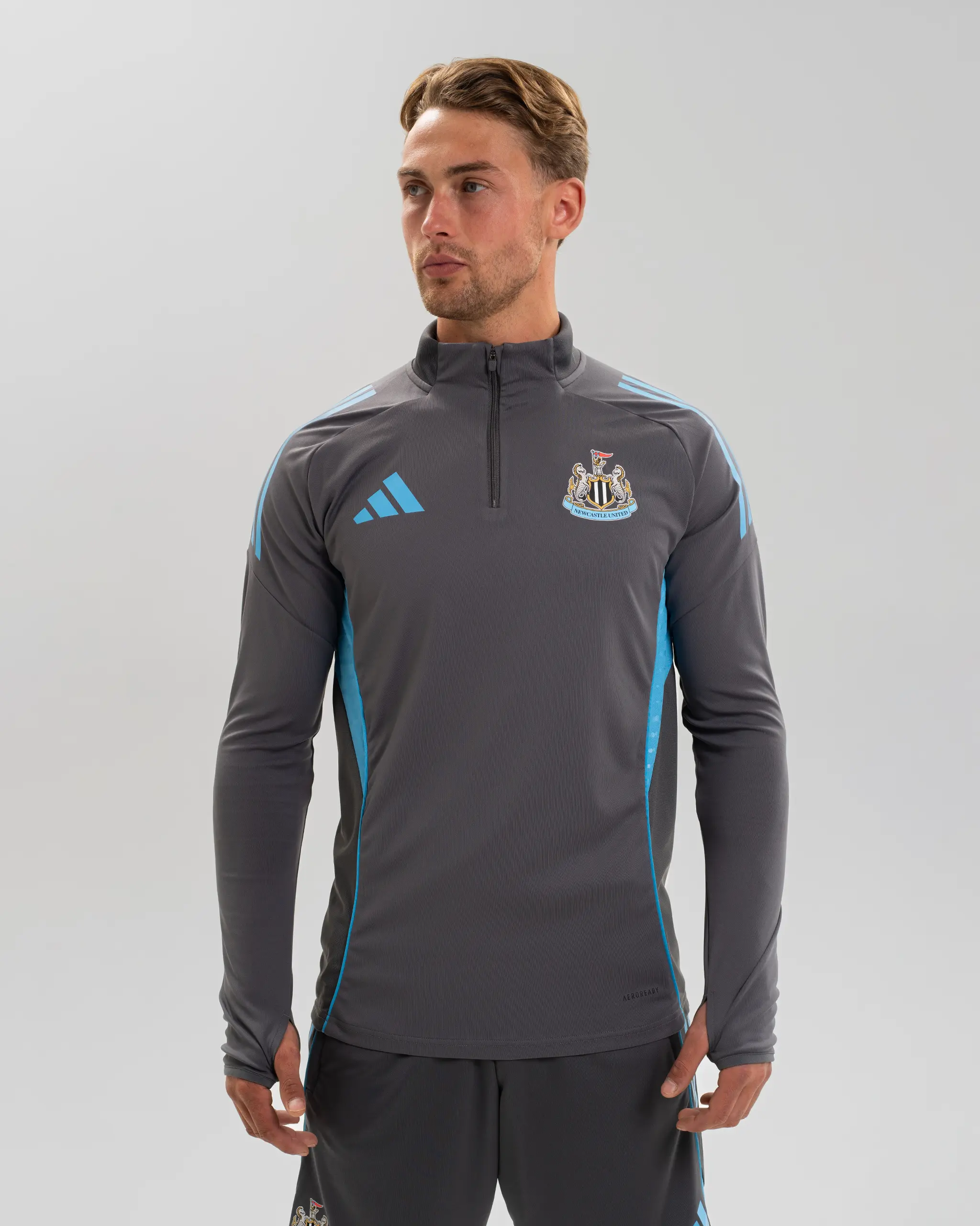 Newcastle United adidas 25/26 Players Range Grey 1/4 Zip Training Top - Image 2
