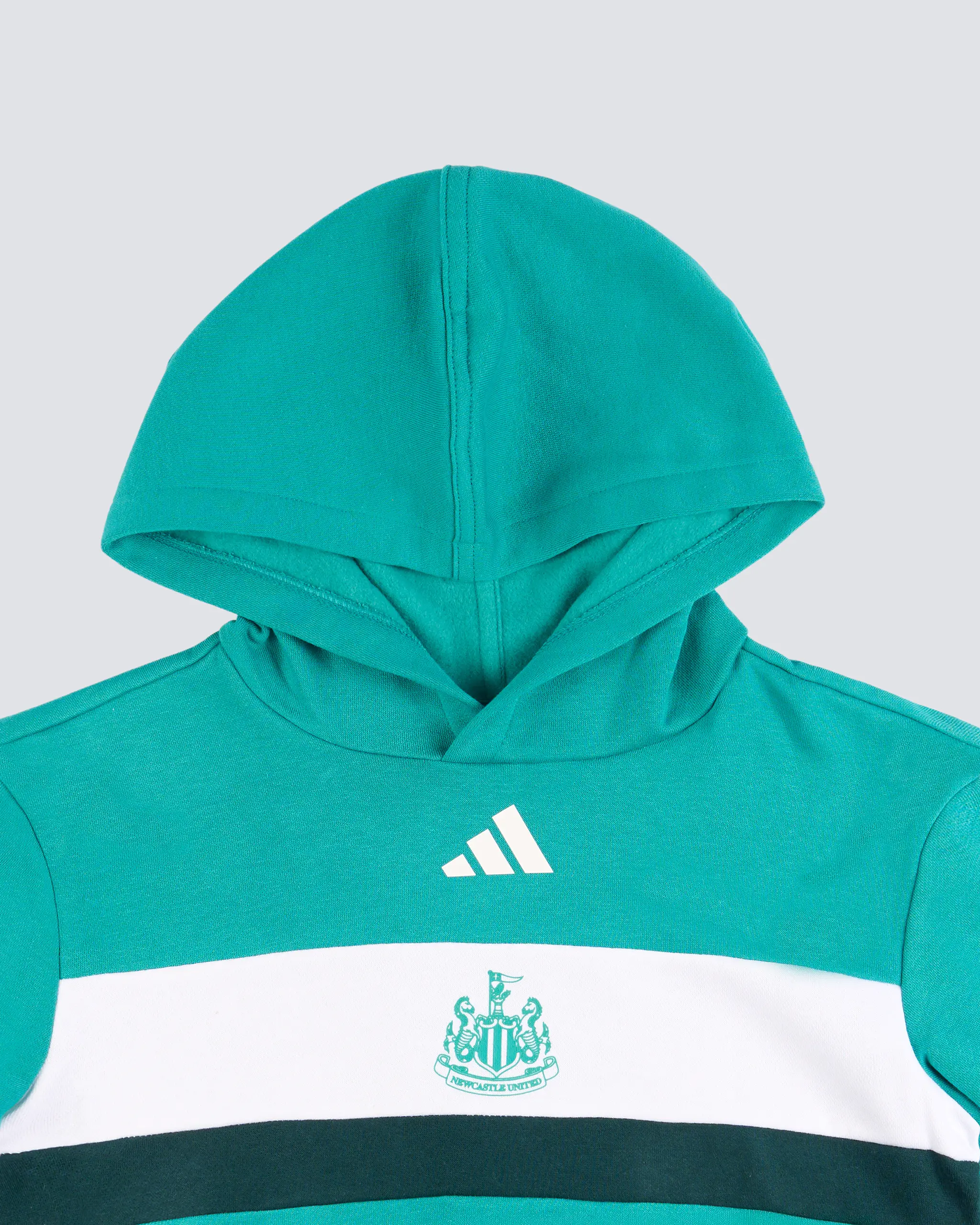 Newcastle United adidas Kid's Teal 3-Stripe Hoodie - Image 3