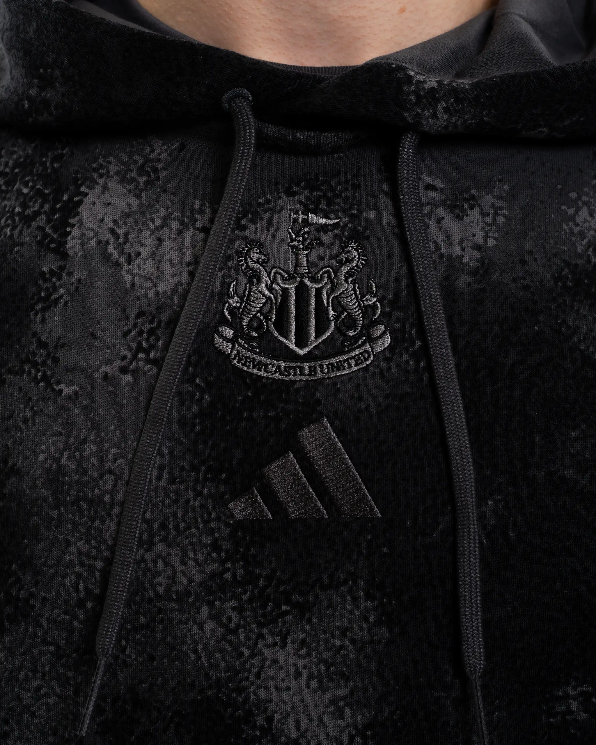 Newcastle United adidas Men's Grey Multi 3-Stripe Hoodie - Image 2