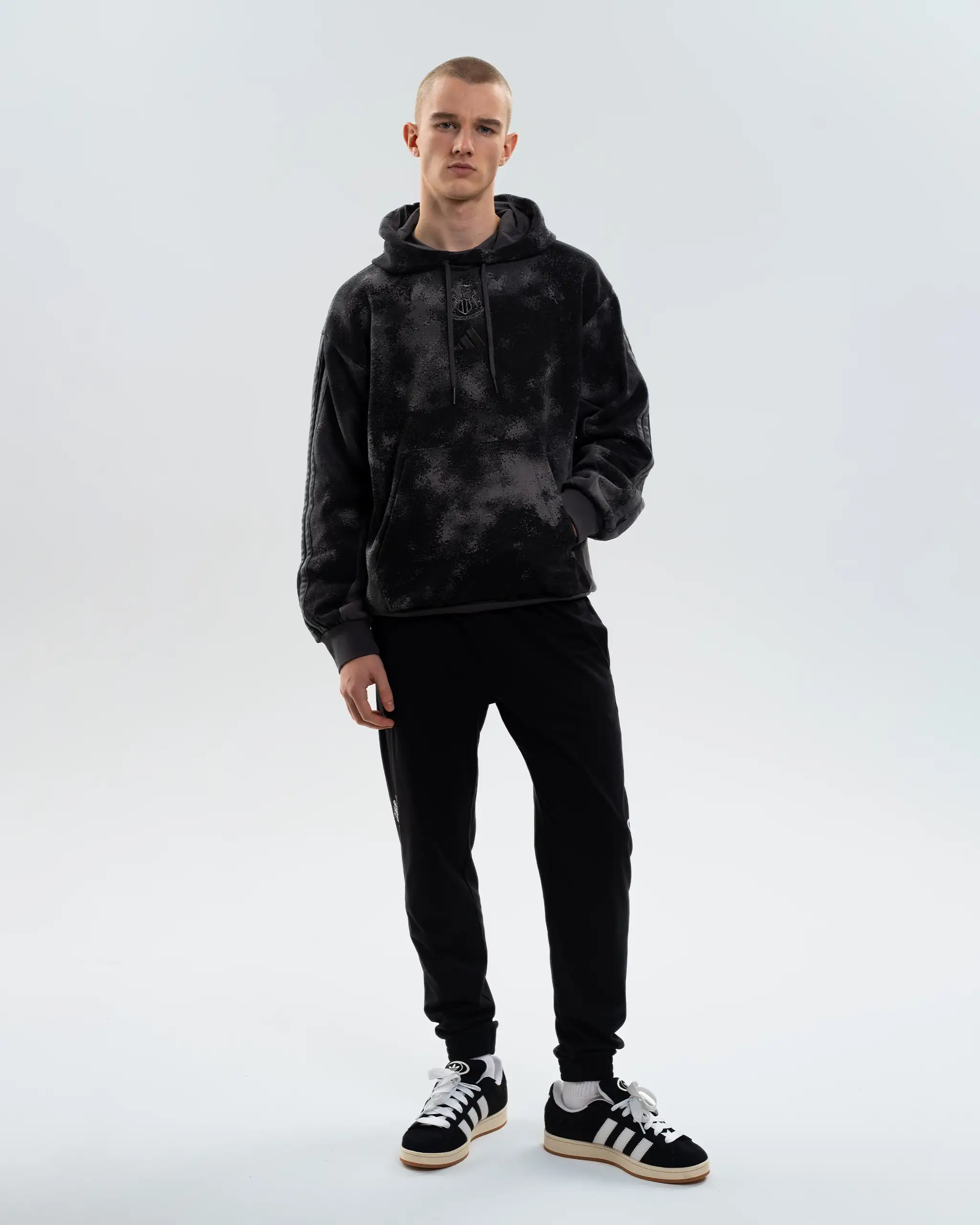 Newcastle United adidas Men's Grey Multi 3-Stripe Hoodie - Image 4