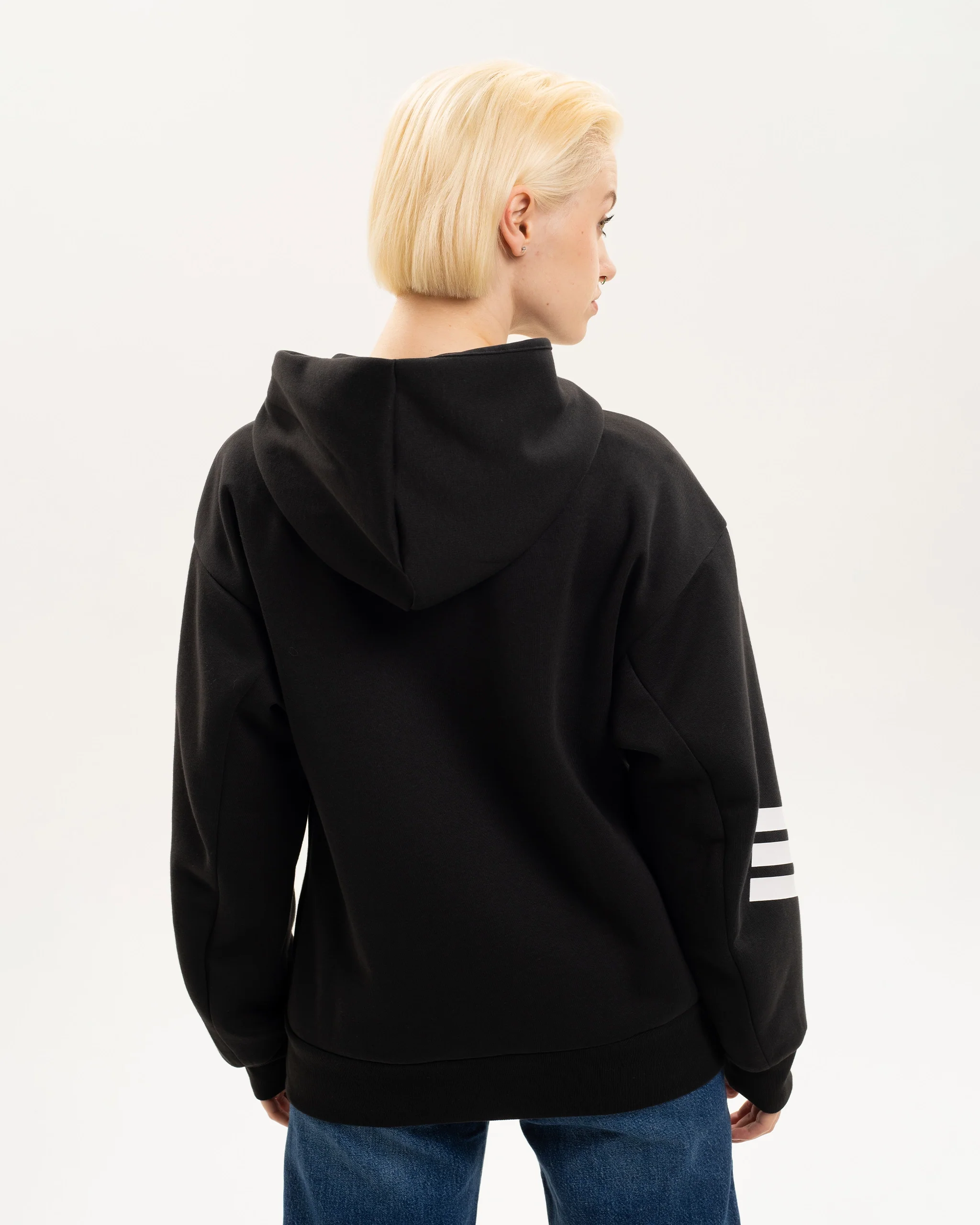 Newcastle United adidas Women's 3-Stripe Black Full Zip Hoodie - Image 3