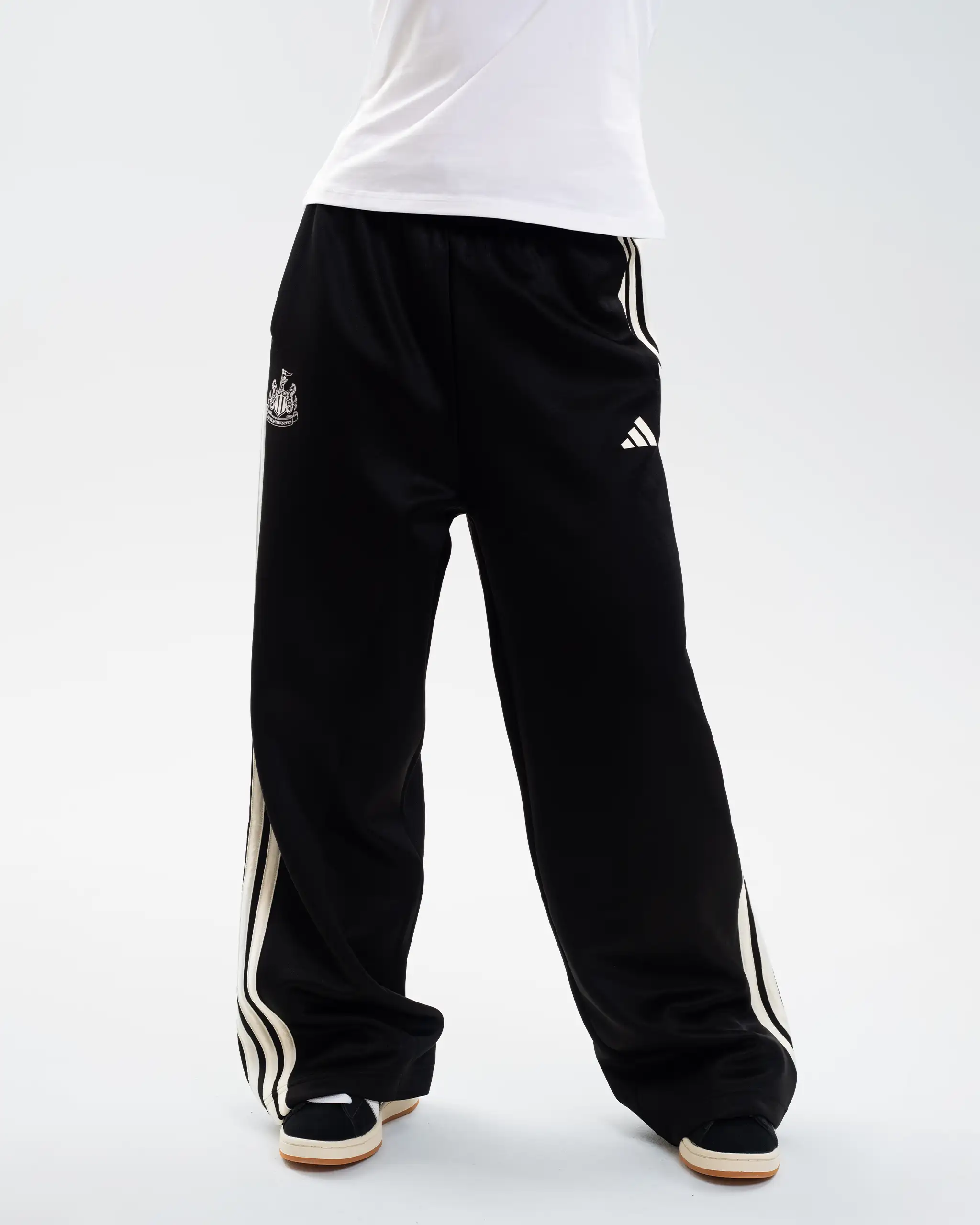 Newcastle United adidas Women's Black 3-Stripe Wide Leg Joggers - Image 2
