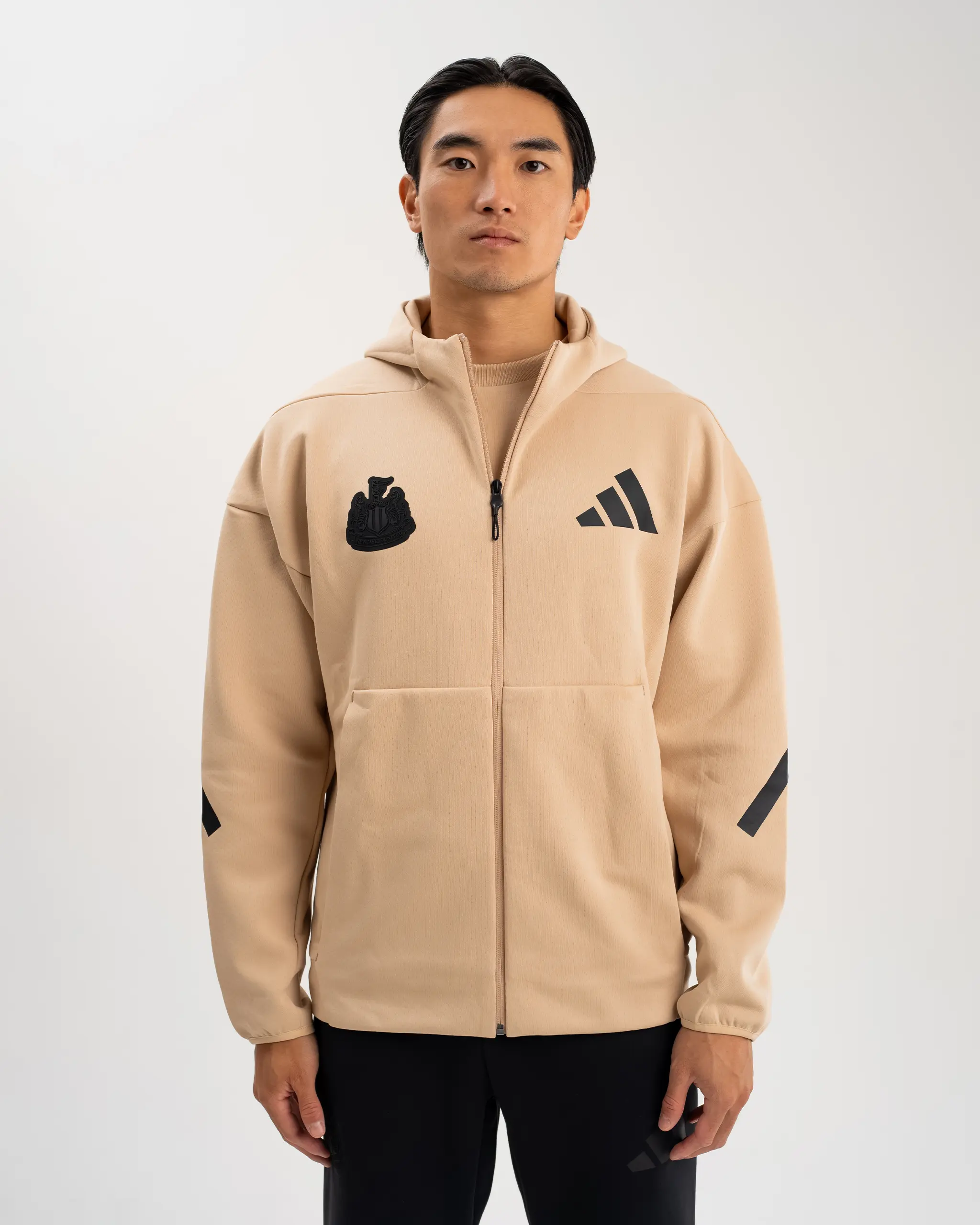 Newcastle United adidas Men's Z.N.E. Beige Full Zip Hoodie - Image 2