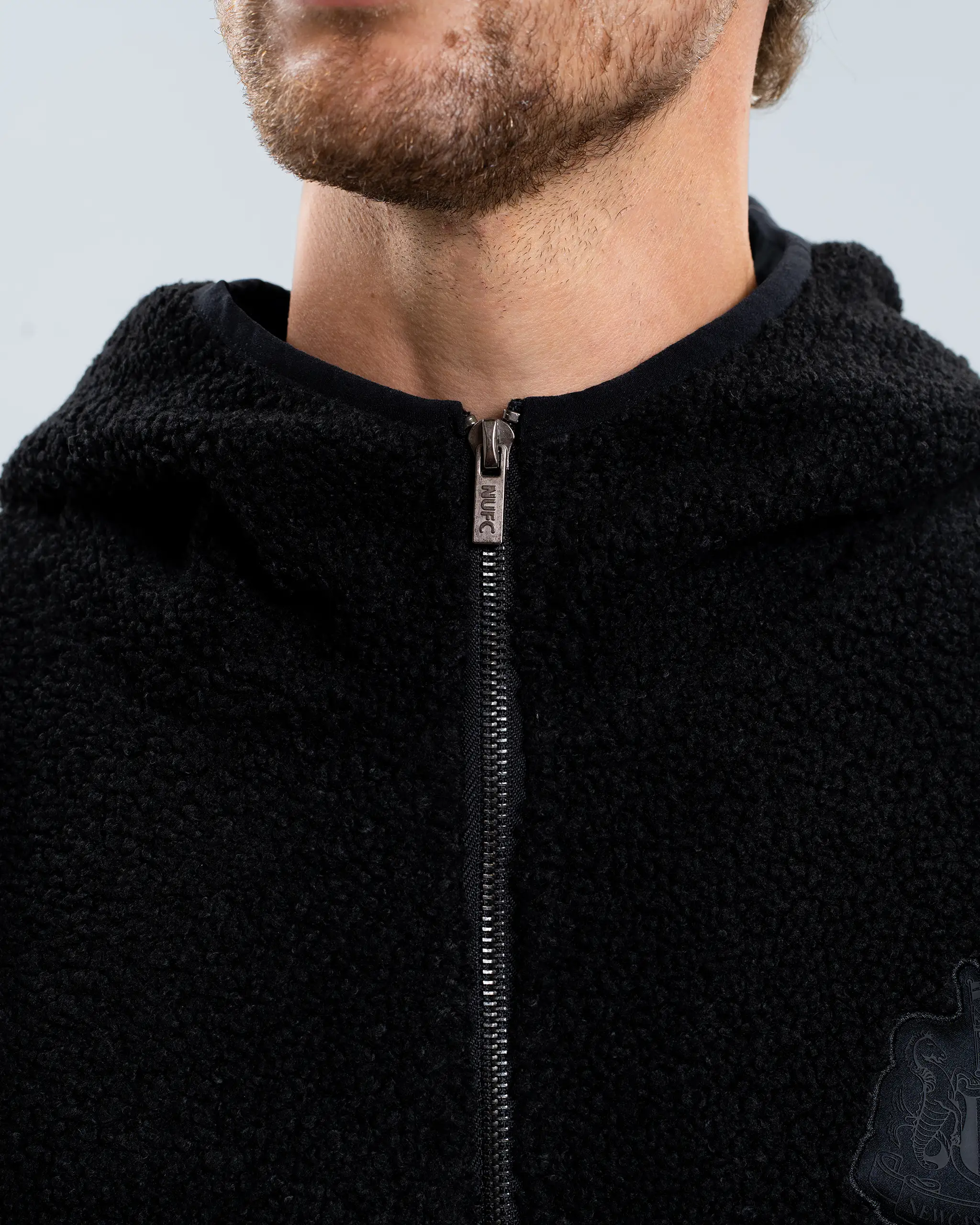 Newcastle United Men's Black Borg Quarter Zip Fleece Hoodie - Image 2