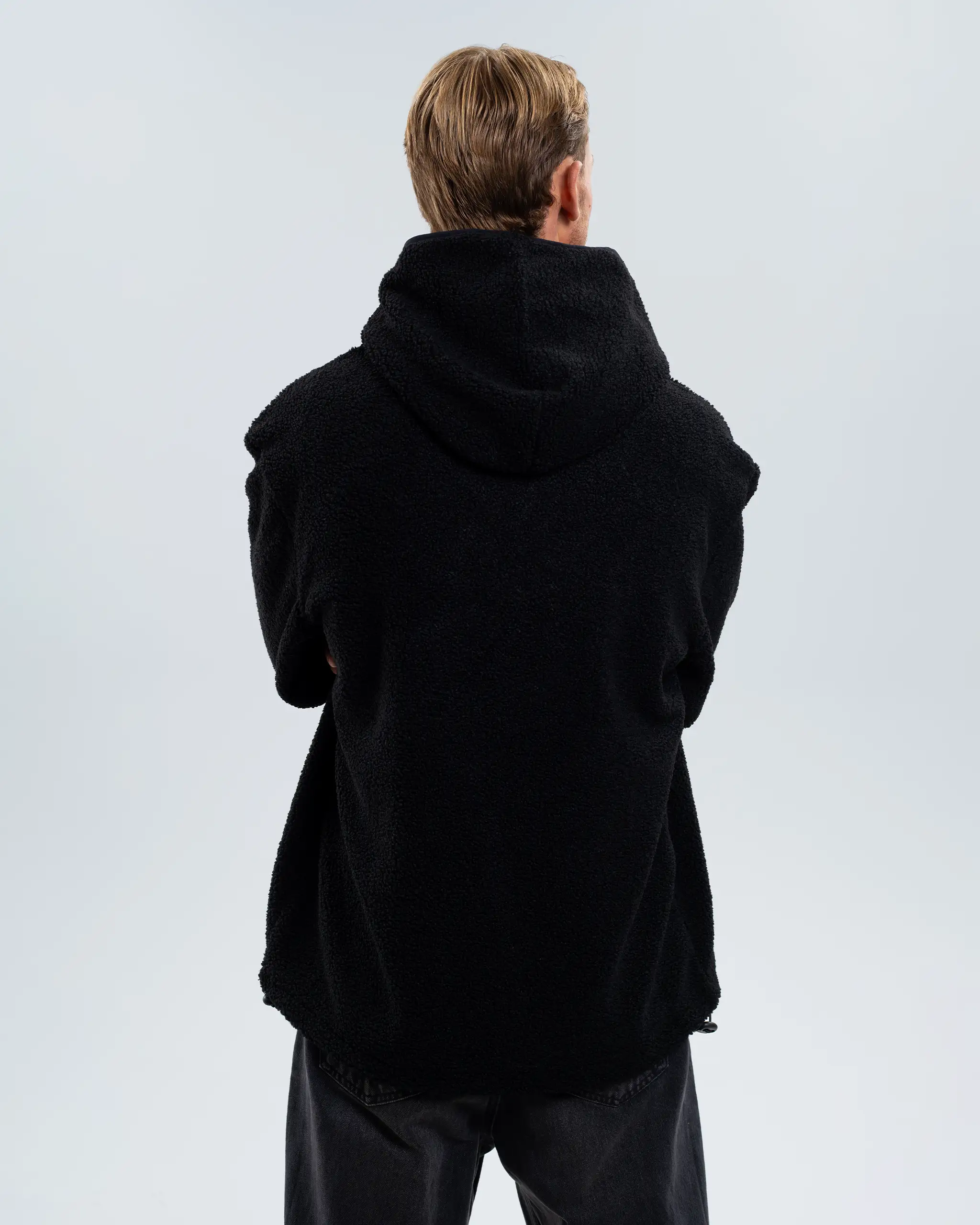 Newcastle United Men's Black Borg Quarter Zip Fleece Hoodie - Image 4