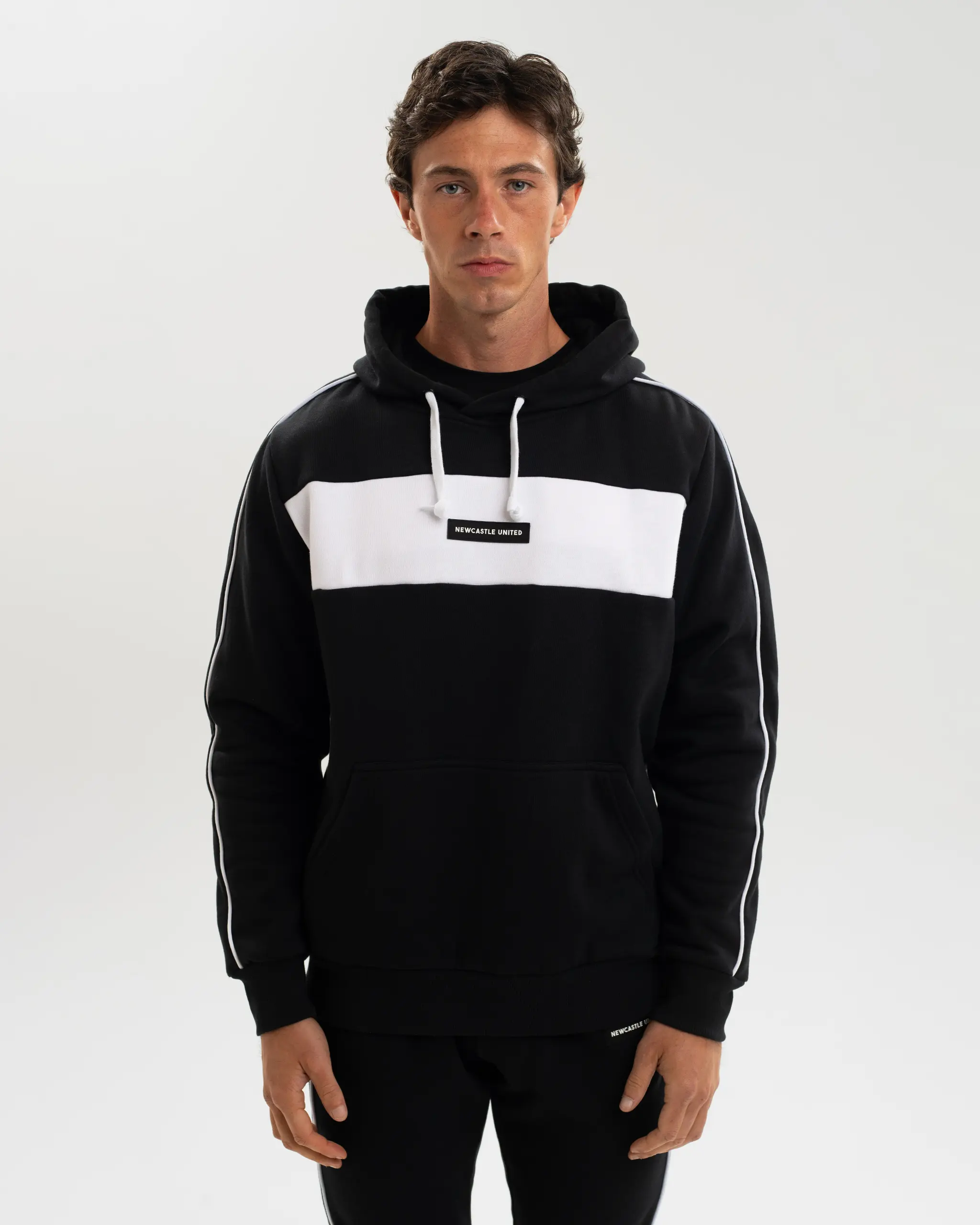 Newcastle United Men's Black Colour Block Hoodie - Image 2