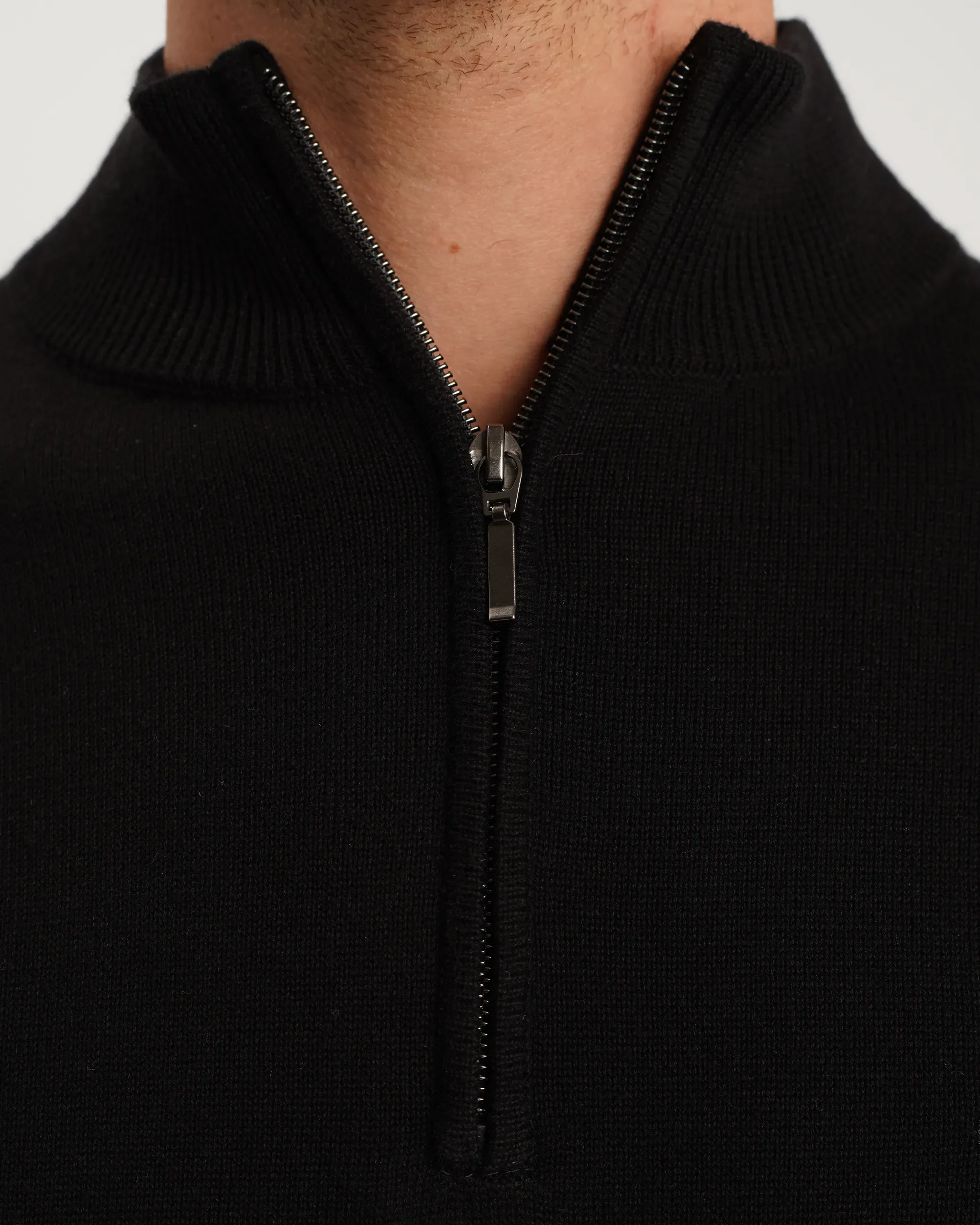 Newcastle United Men's Black Cotton Half Zip Knitted Sweater - Image 4