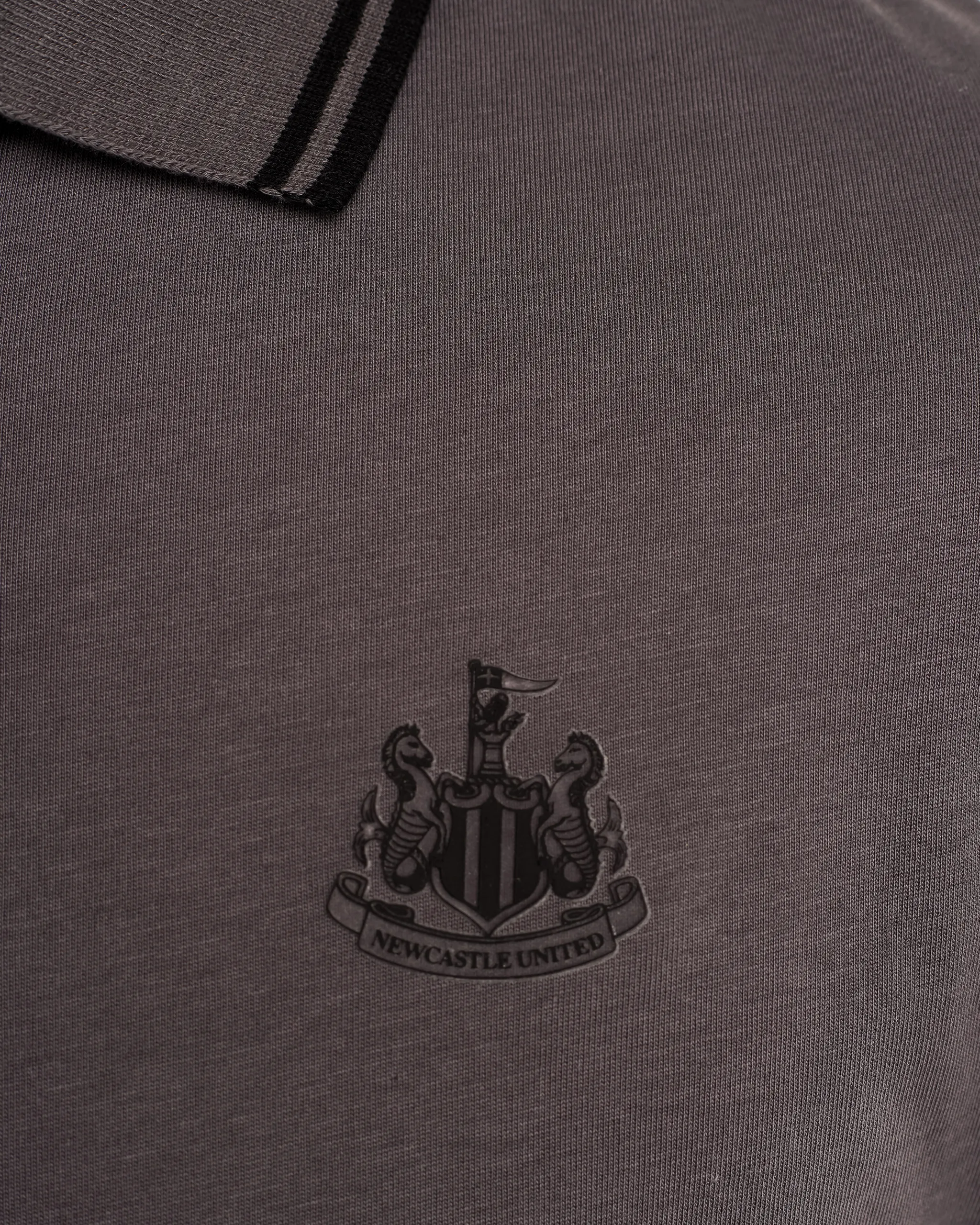 Newcastle United Men's Black Label Grey Long Sleeve Polo Shirt - Image 4