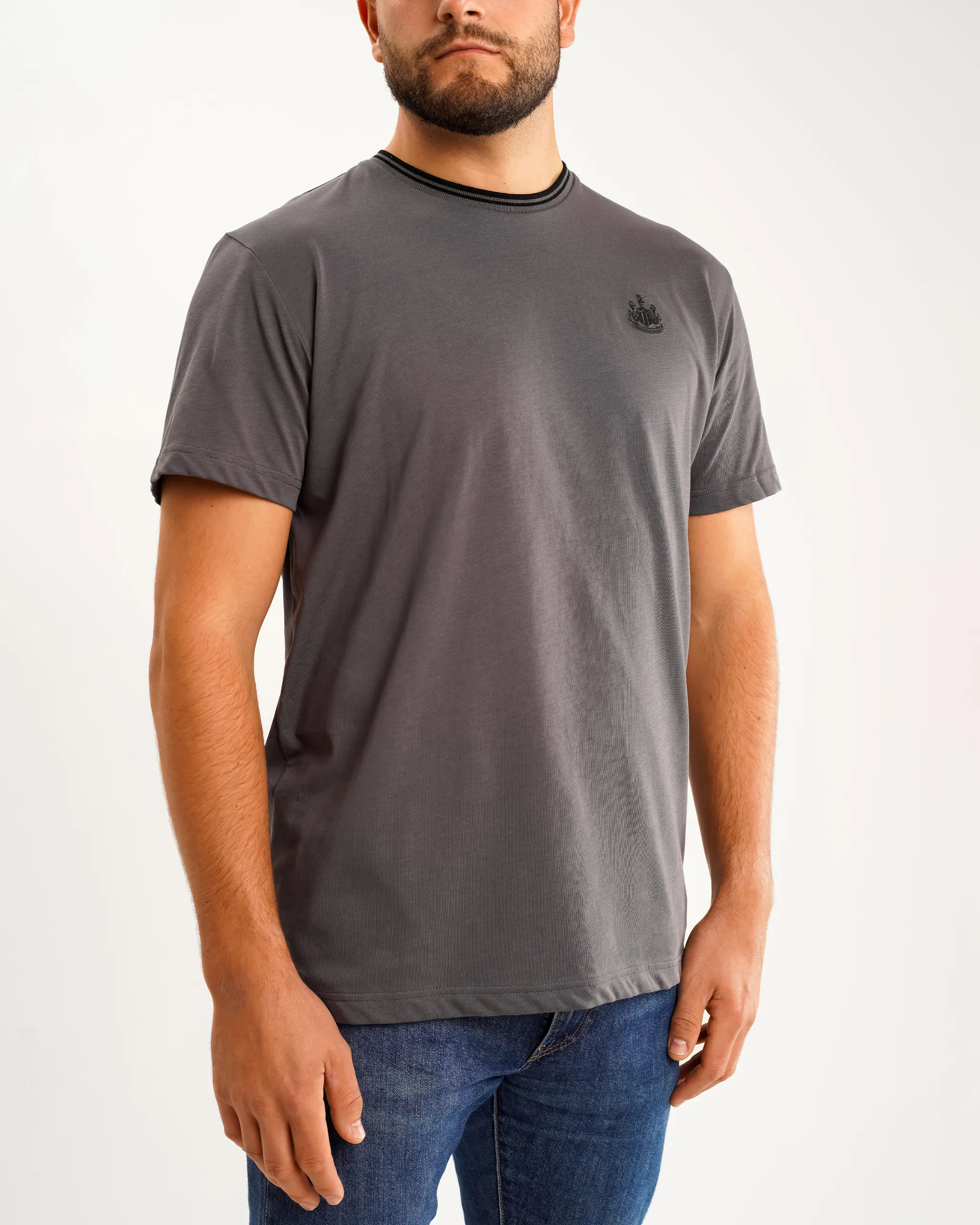 Newcastle United Men's Black Label Grey T-Shirt - Image 2