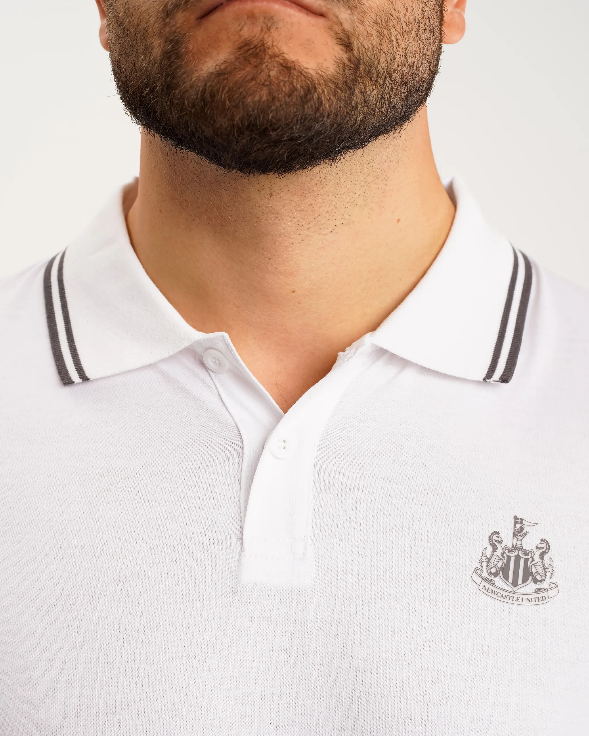 Newcastle United Men's Black Label White Polo Shirt - Image 3