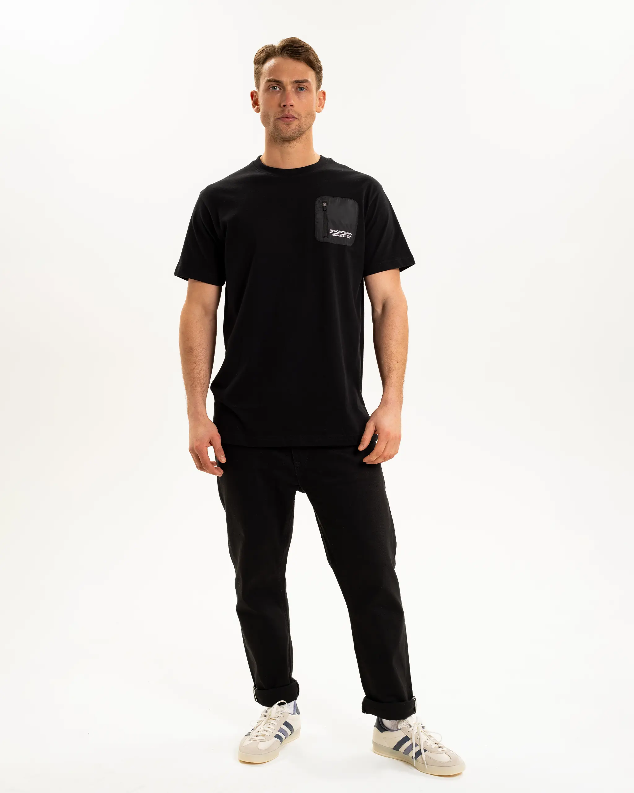 Newcastle United Men's Black Pocket Detailed T-Shirt