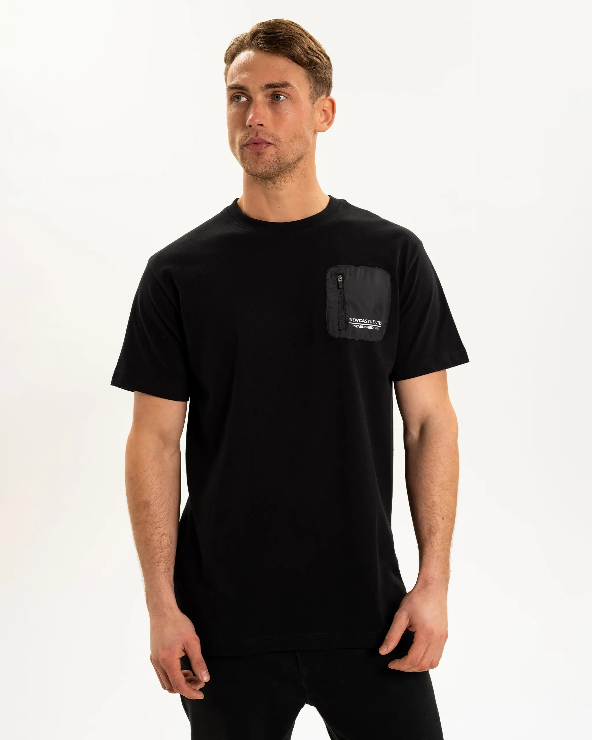Newcastle United Men's Black Pocket Detailed T-Shirt - Image 2