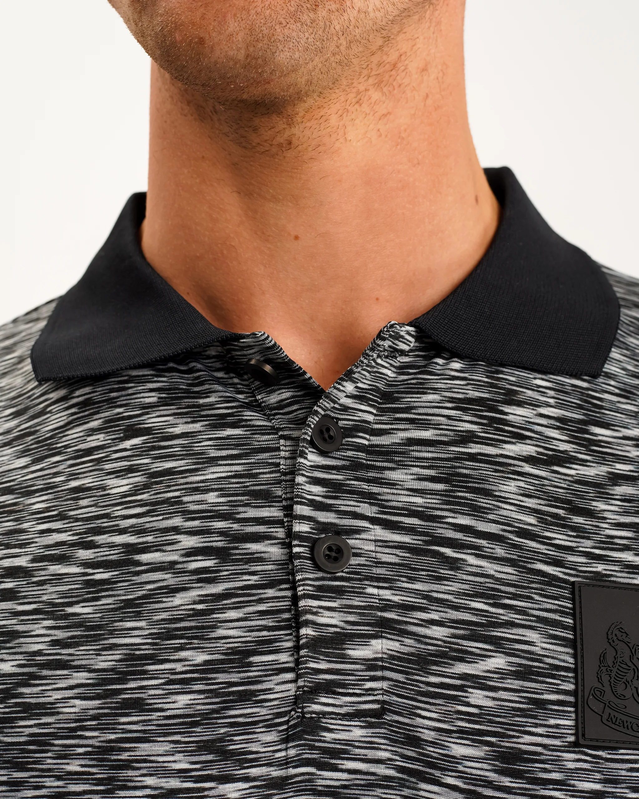 Newcastle United Men's Black Spacedye Polo Shirt - Image 3