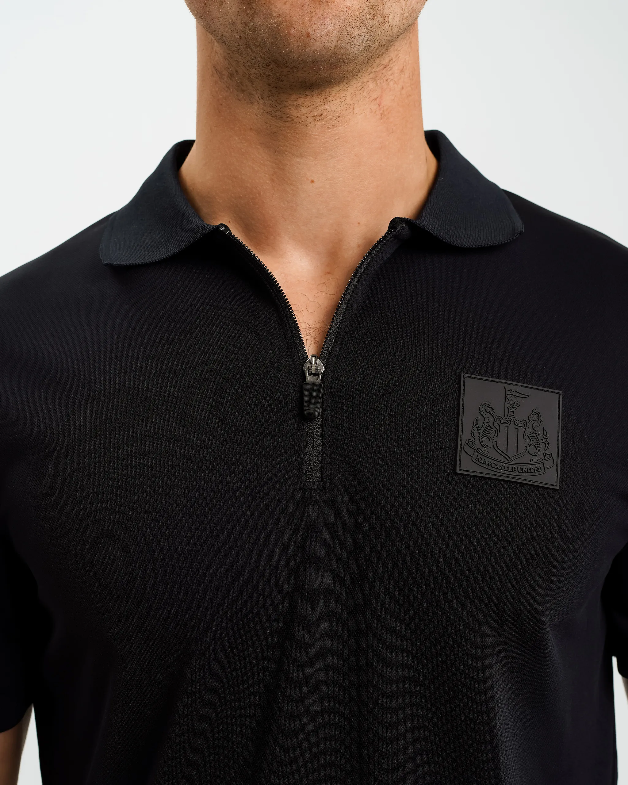 Newcastle United Men's Black Tech Zip Polo Shirt - Image 3
