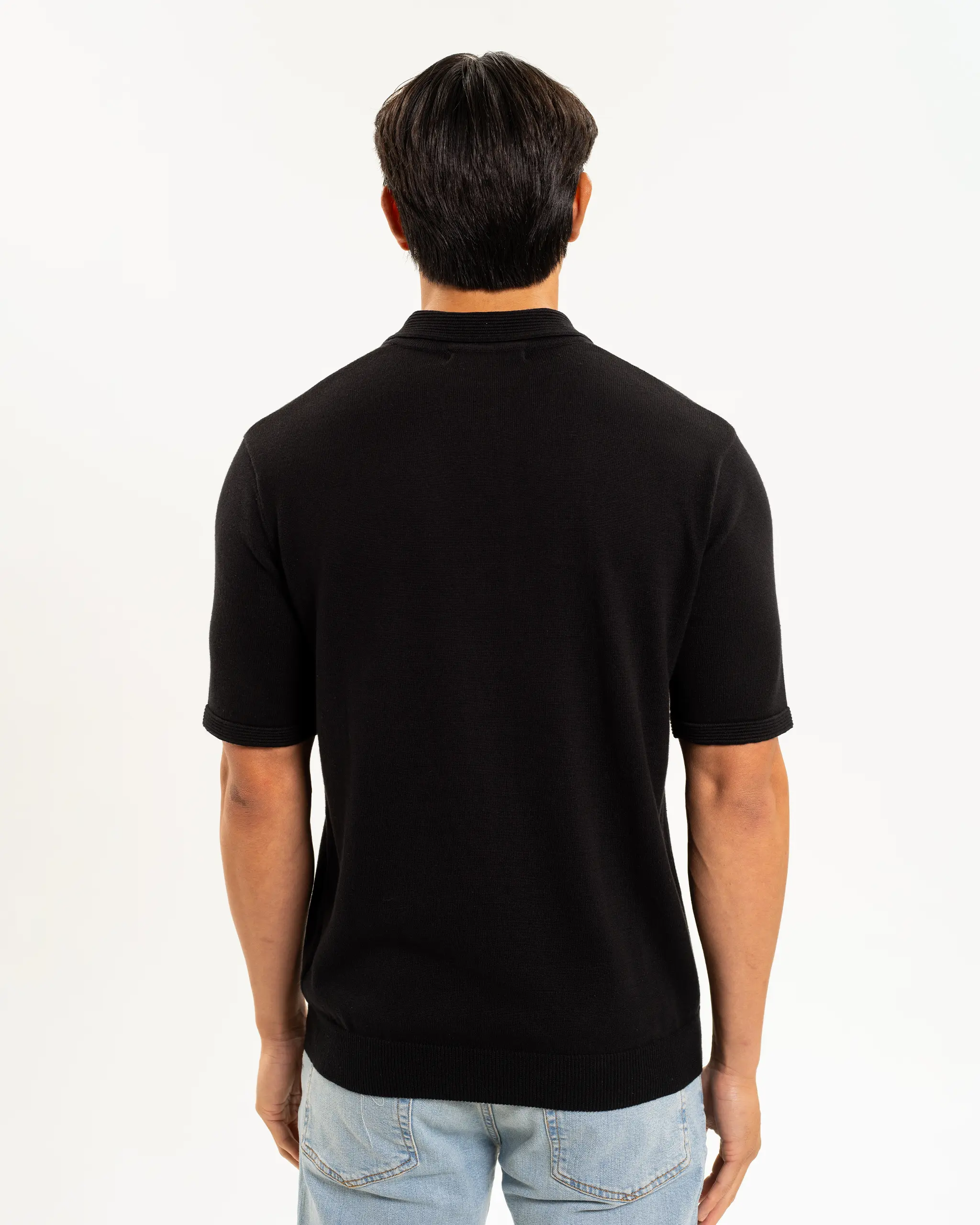 Newcastle United Men's Black V Neck Knitted Polo Shirt - Image 4