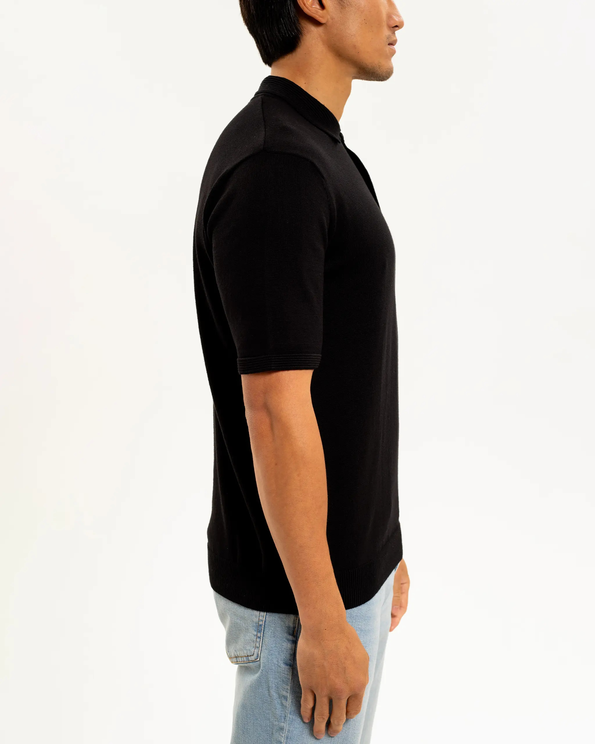 Newcastle United Men's Black V Neck Knitted Polo Shirt - Image 8