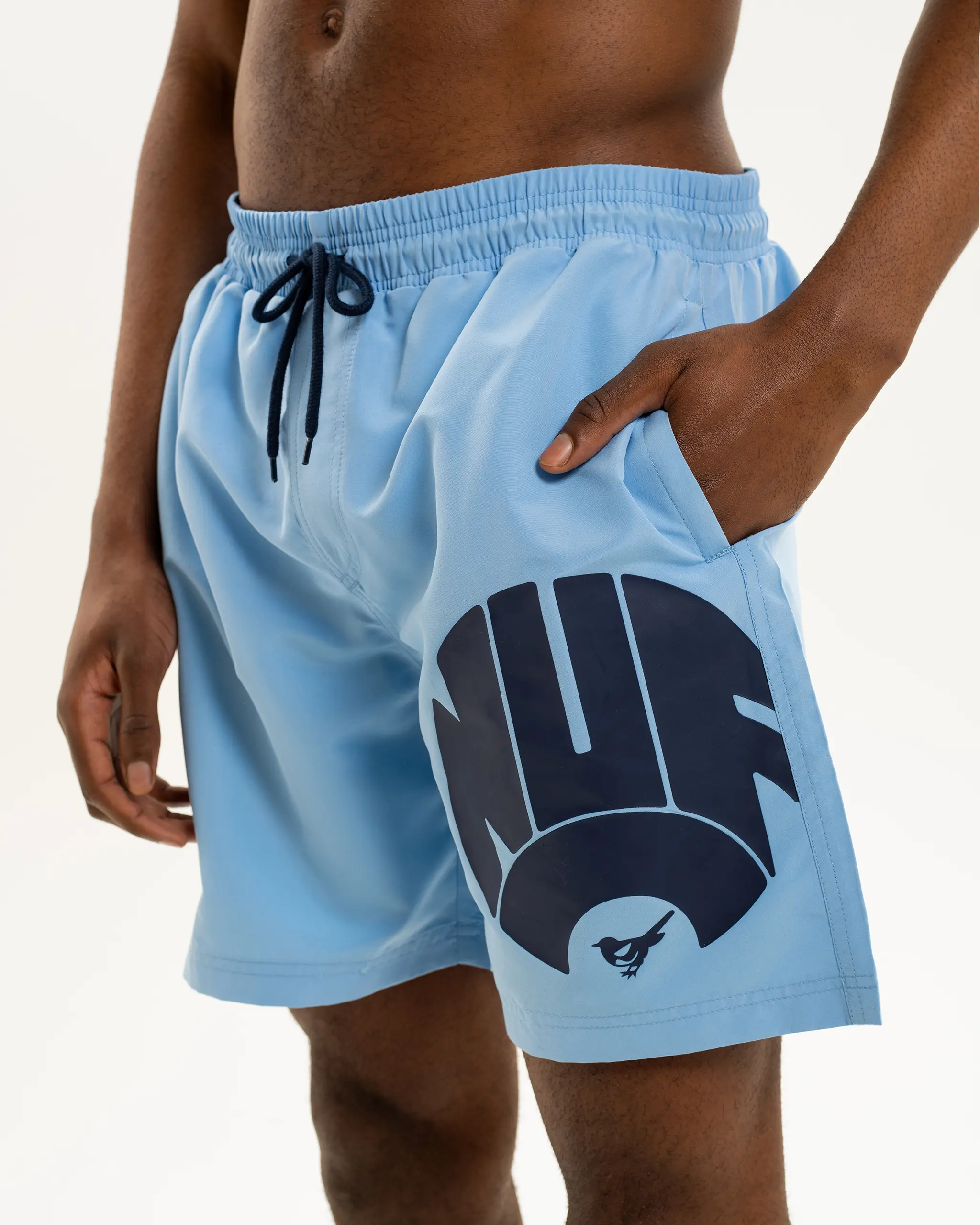 Newcastle United Men's Blue Retro Crest Swim Shorts - Image 6