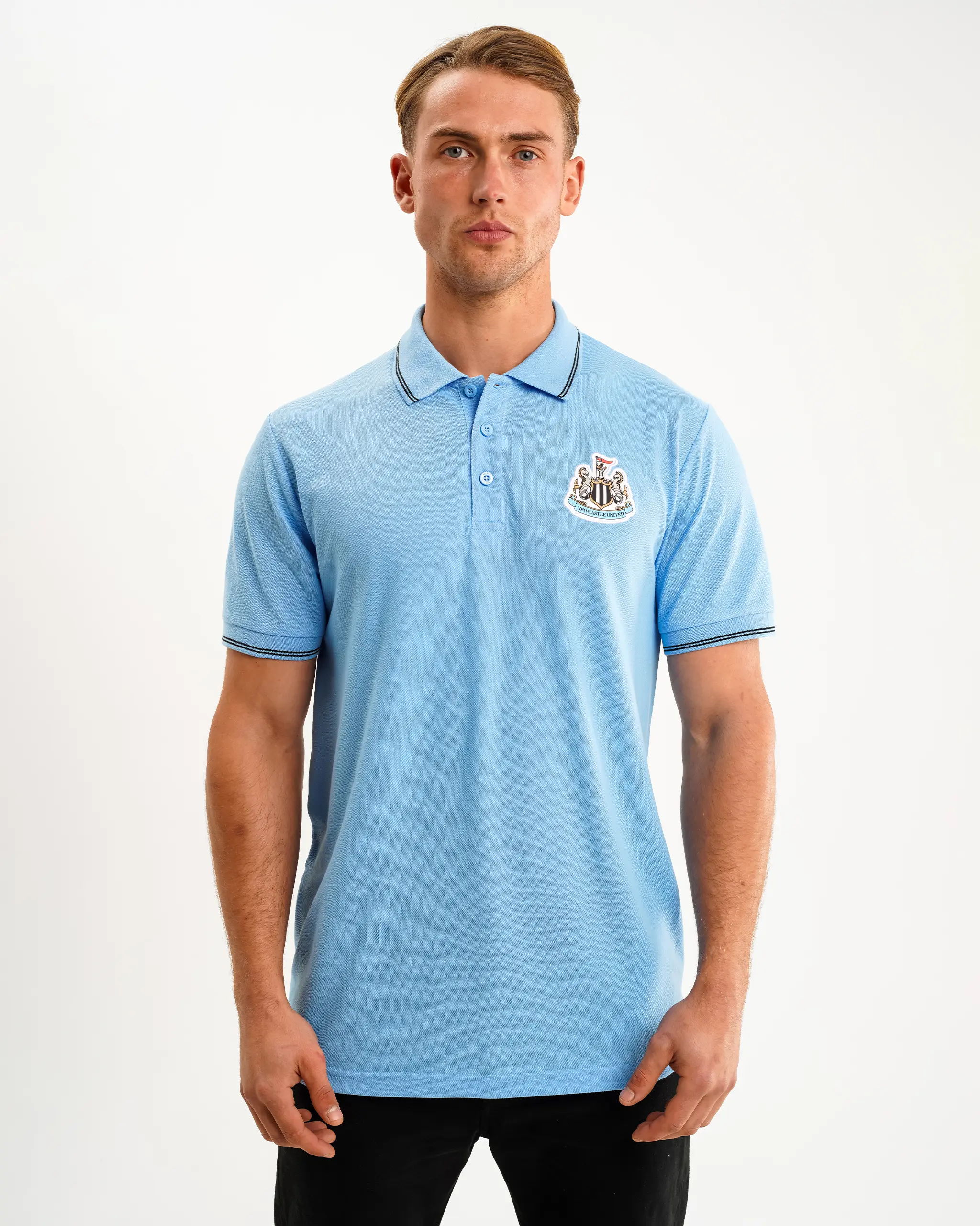 Newcastle United Men's Blue Terrace Pique Polo Shirt - Image 2