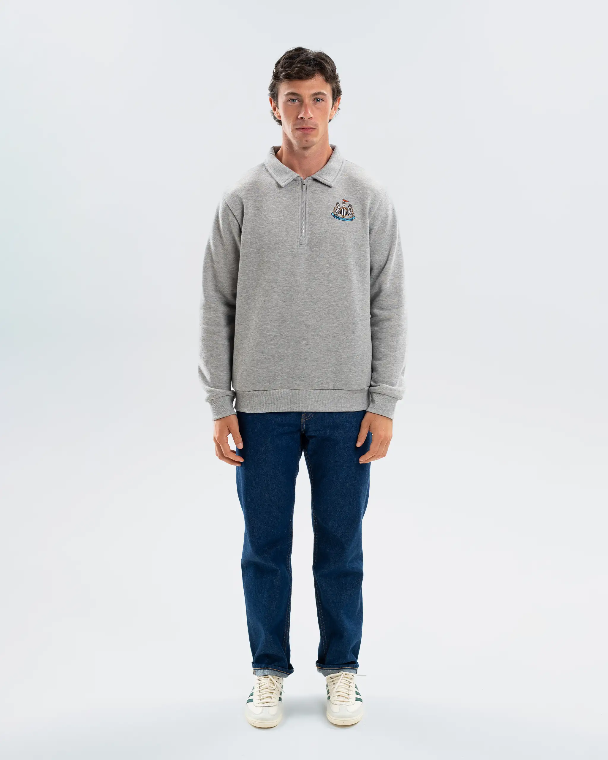 Newcastle United Men's Essentials Range Grey 1/4 Zip Sweater - Image 2
