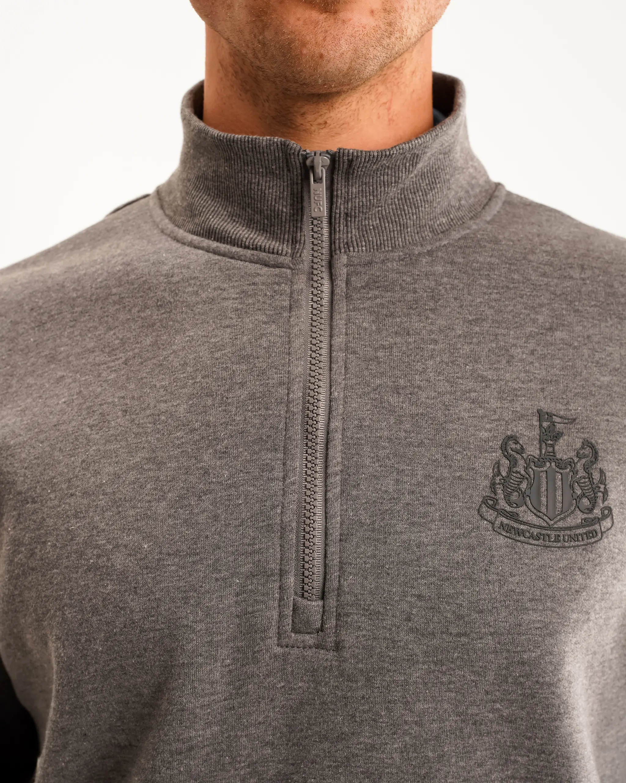 Newcastle United Men's Grey 1/4 Zip Sweatshirt - Image 3