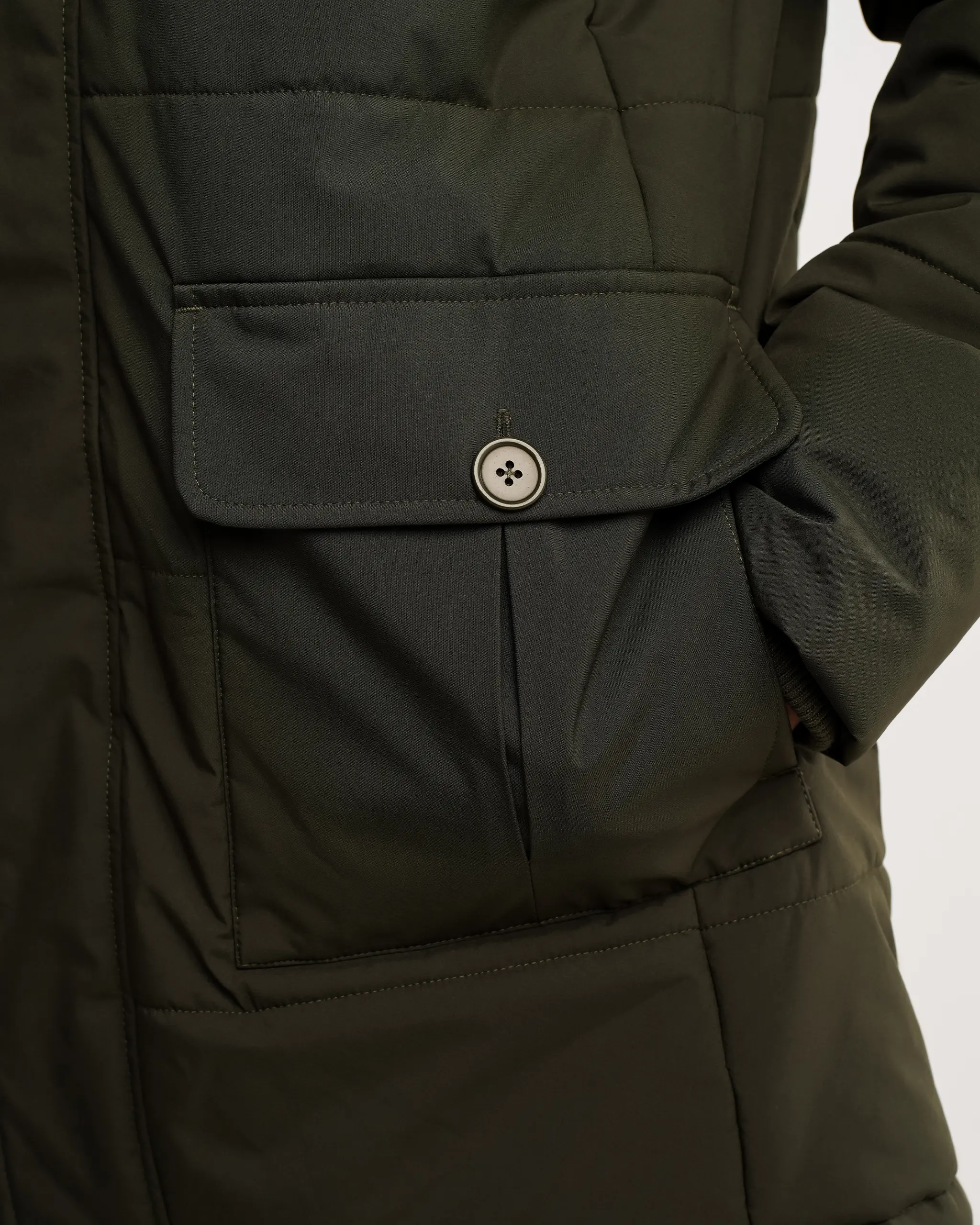 Newcastle United Men's Khaki Long Line Padded Jacket (Stadio) - Image 7