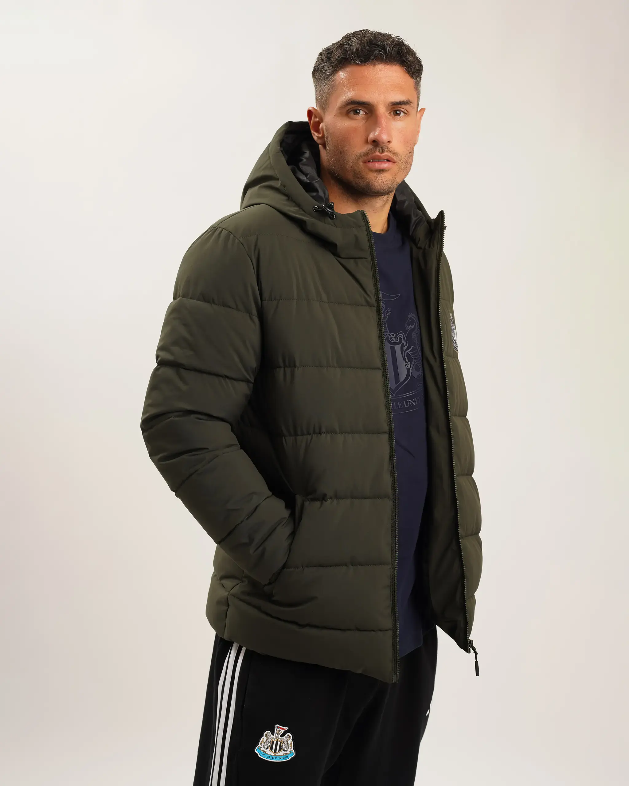 Newcastle United Men's Khaki Short Puffer Jacket - Image 4