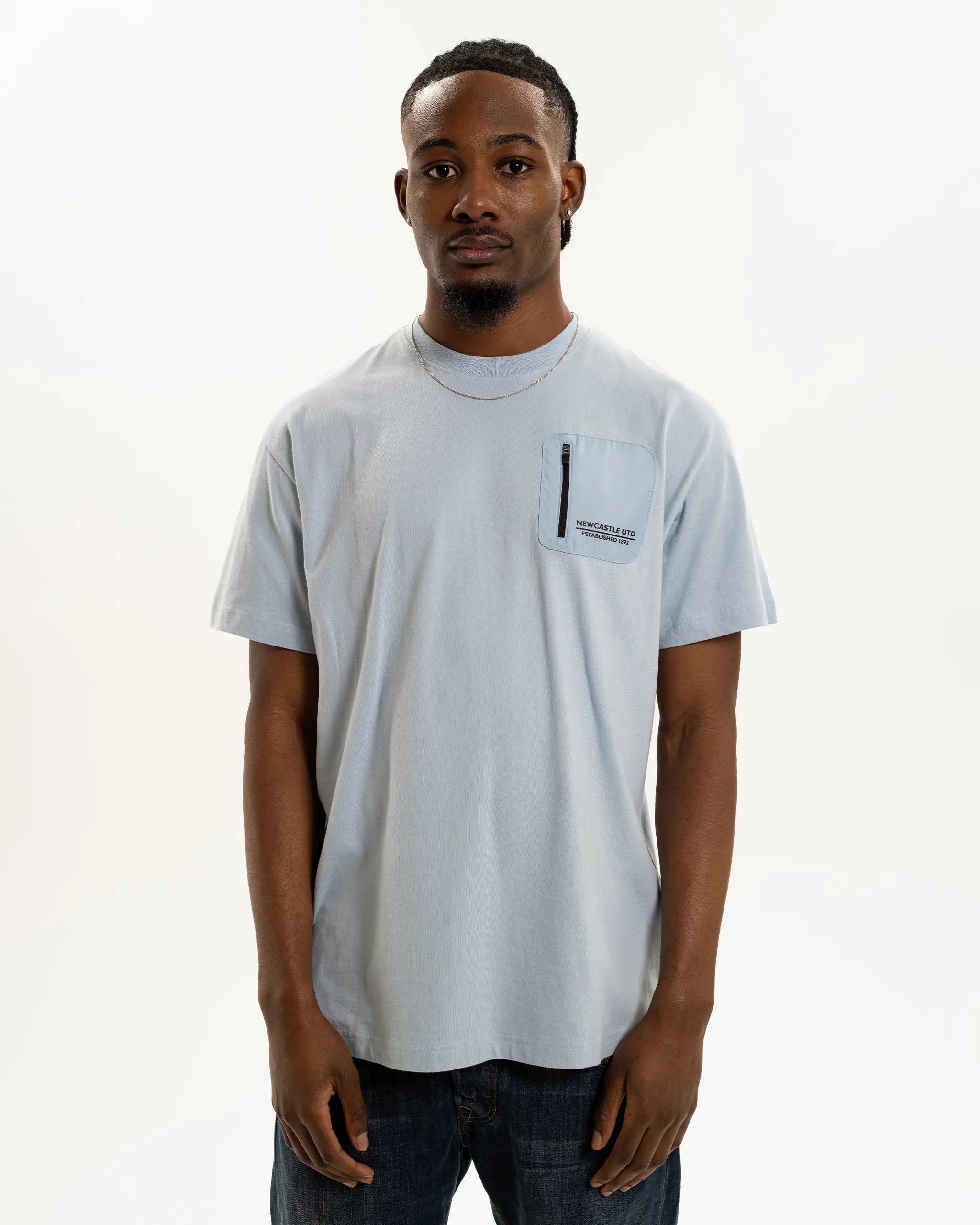 Newcastle United Men's Light Blue Pocket Detailed T-Shirt - Image 2