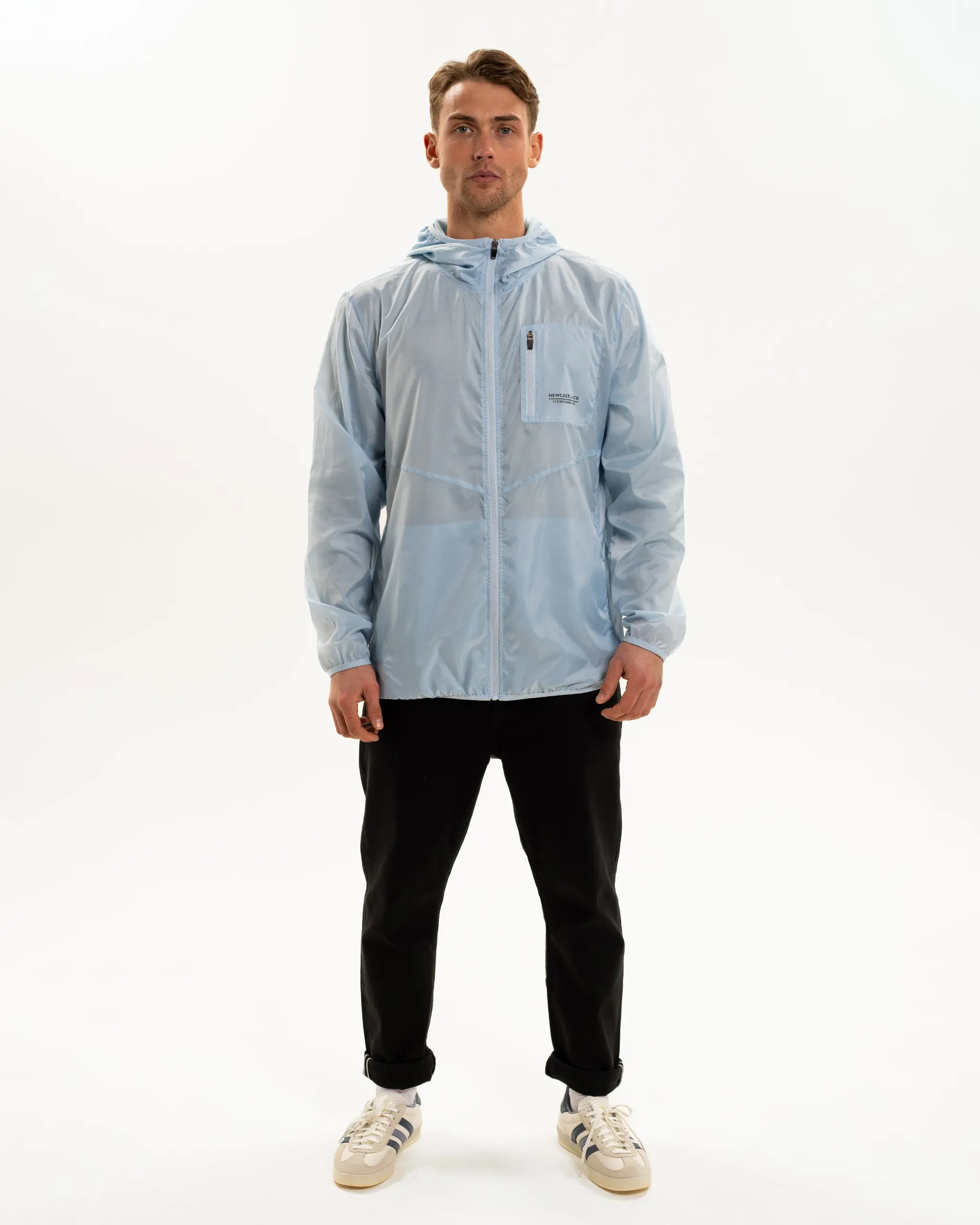 Newcastle United Men's Lightweight Light Blue Hooded Jacket