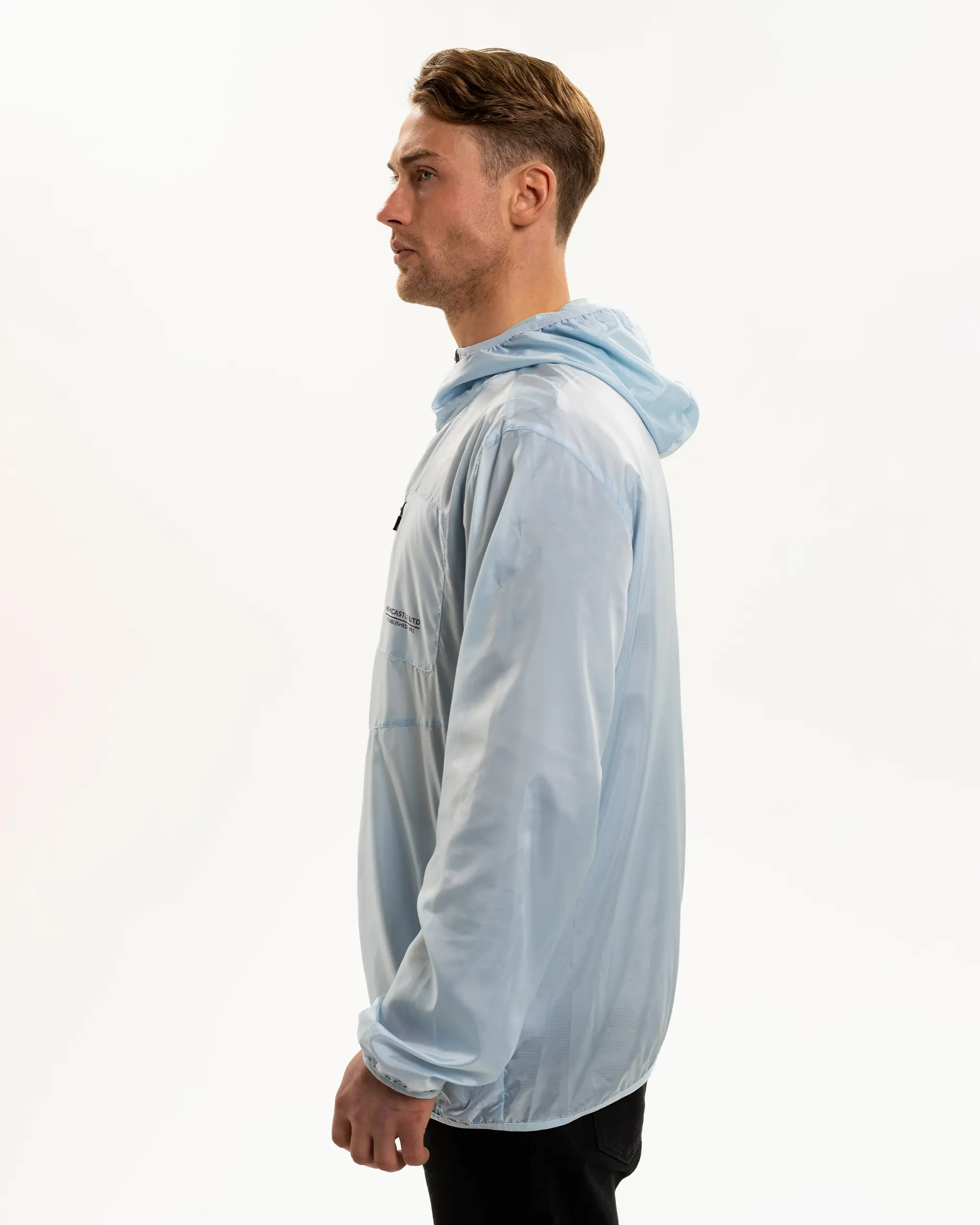 Newcastle United Men's Lightweight Light Blue Hooded Jacket - Image 5