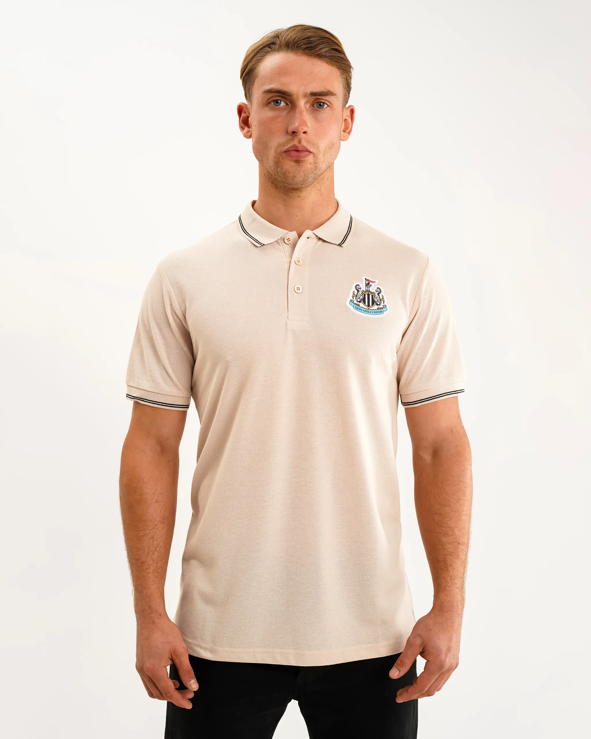 Newcastle United Men's Oat Terrace Pique Polo Shirt - Image 2