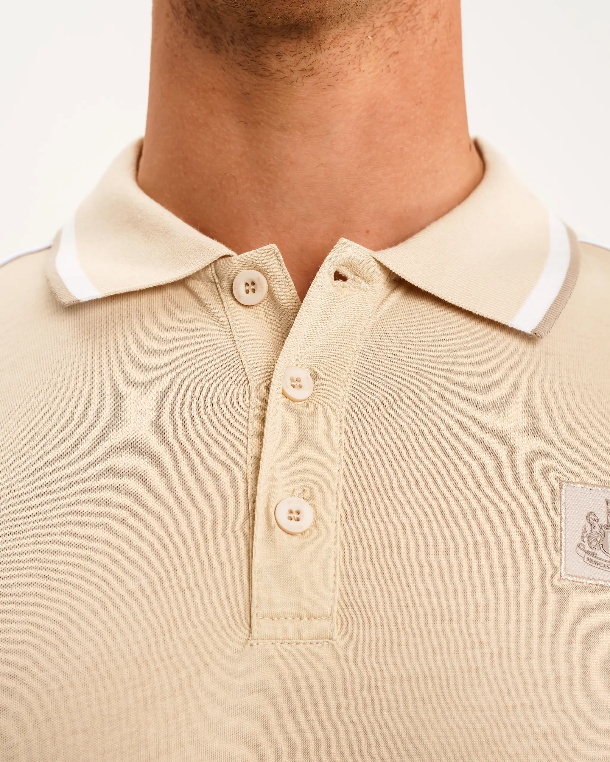 Newcastle United Men's Oat Tipped Polo Shirt - Image 3