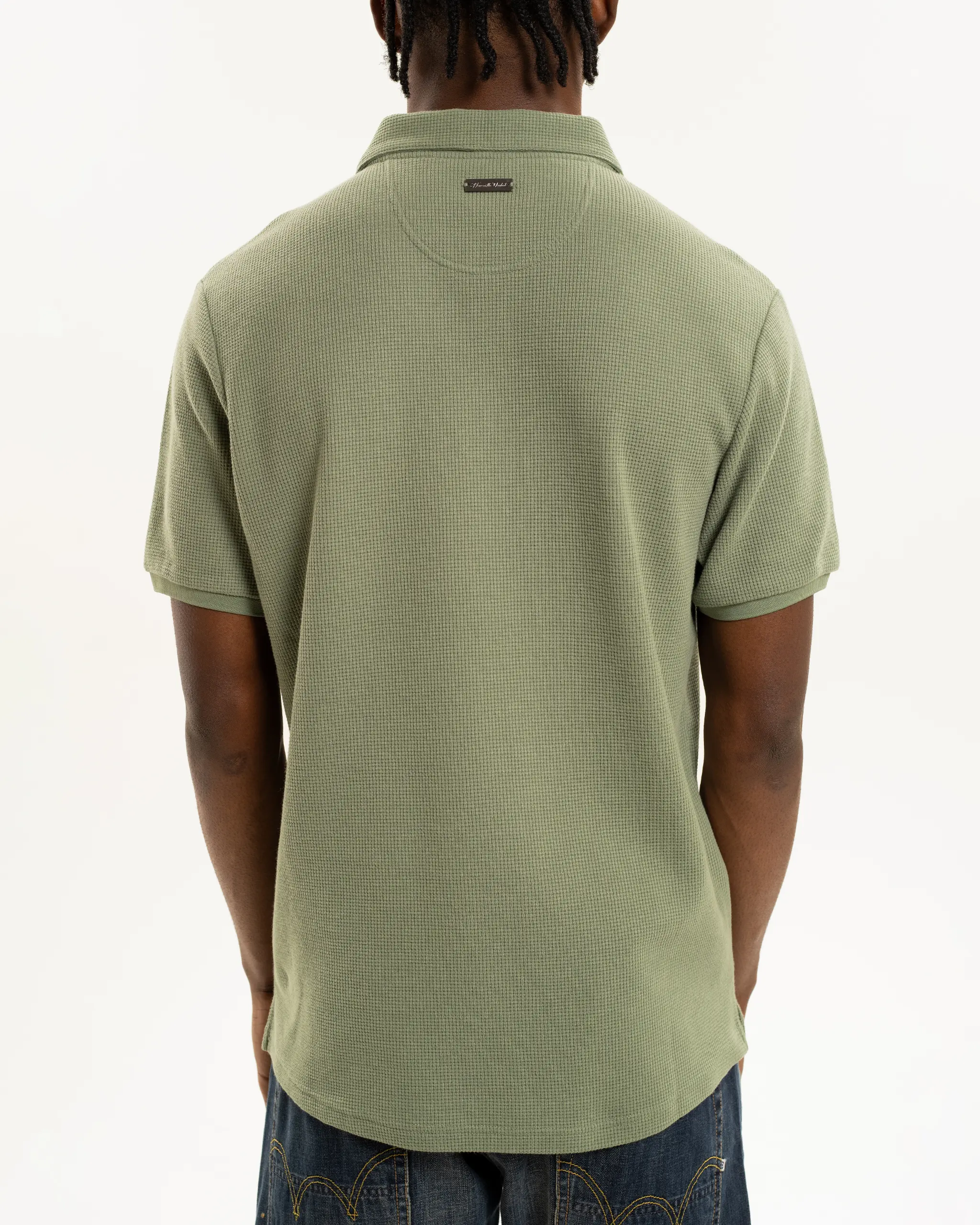 Newcastle United Men's Sage Waffle Open Neck Polo Shirt - Image 6