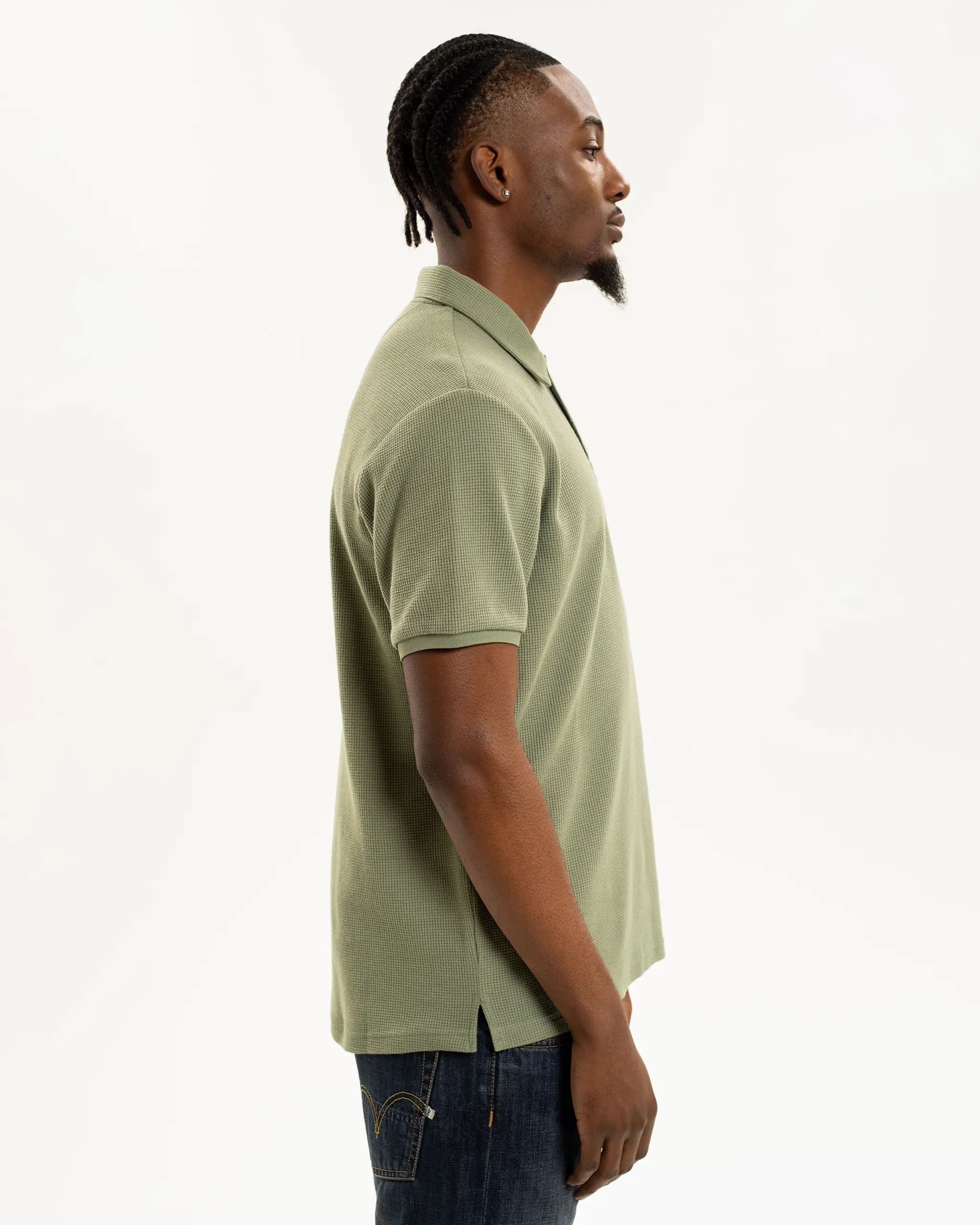 Newcastle United Men's Sage Waffle Open Neck Polo Shirt - Image 8