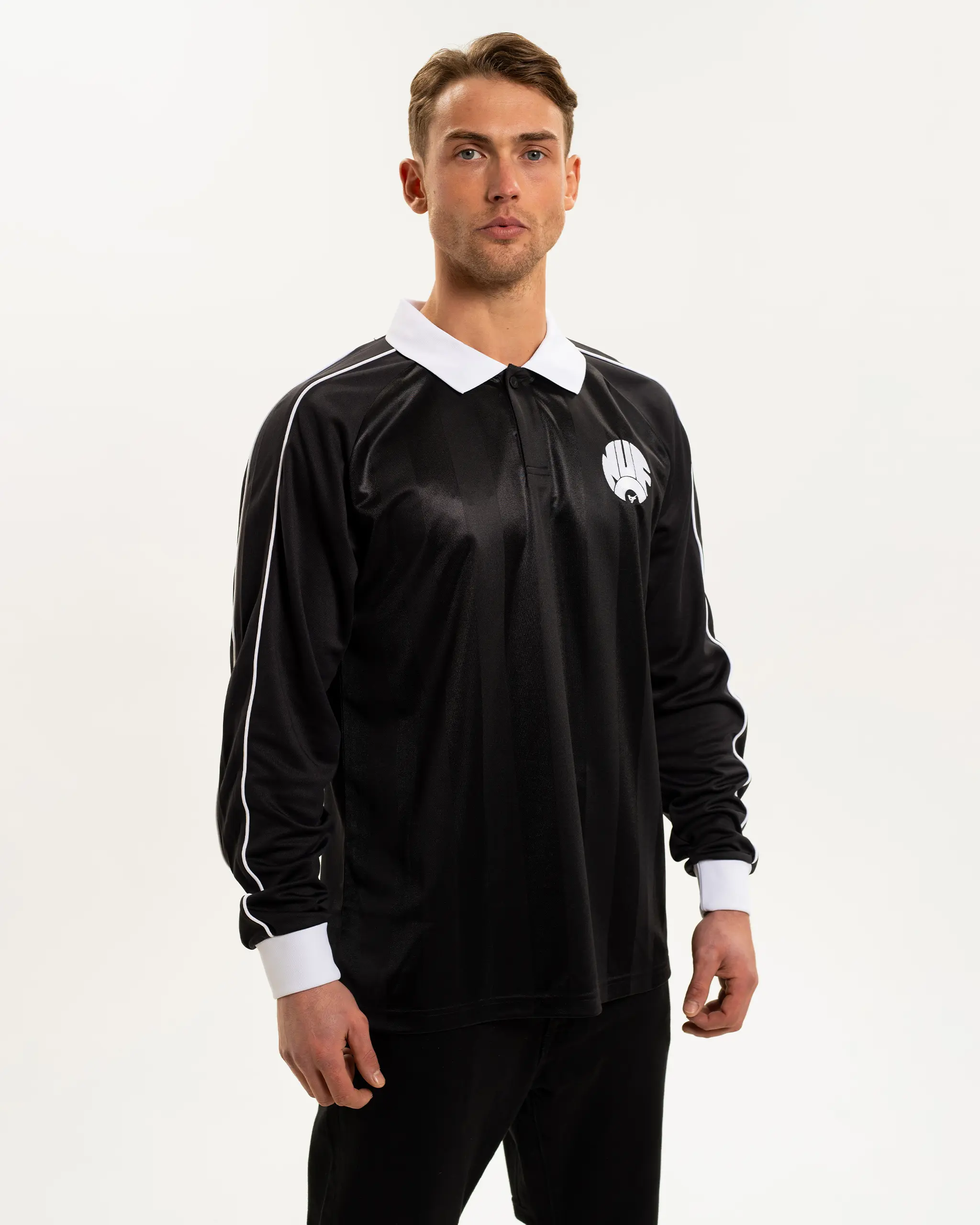 Newcastle United Men's Striped Long Sleeve Polo Shirt - Image 2
