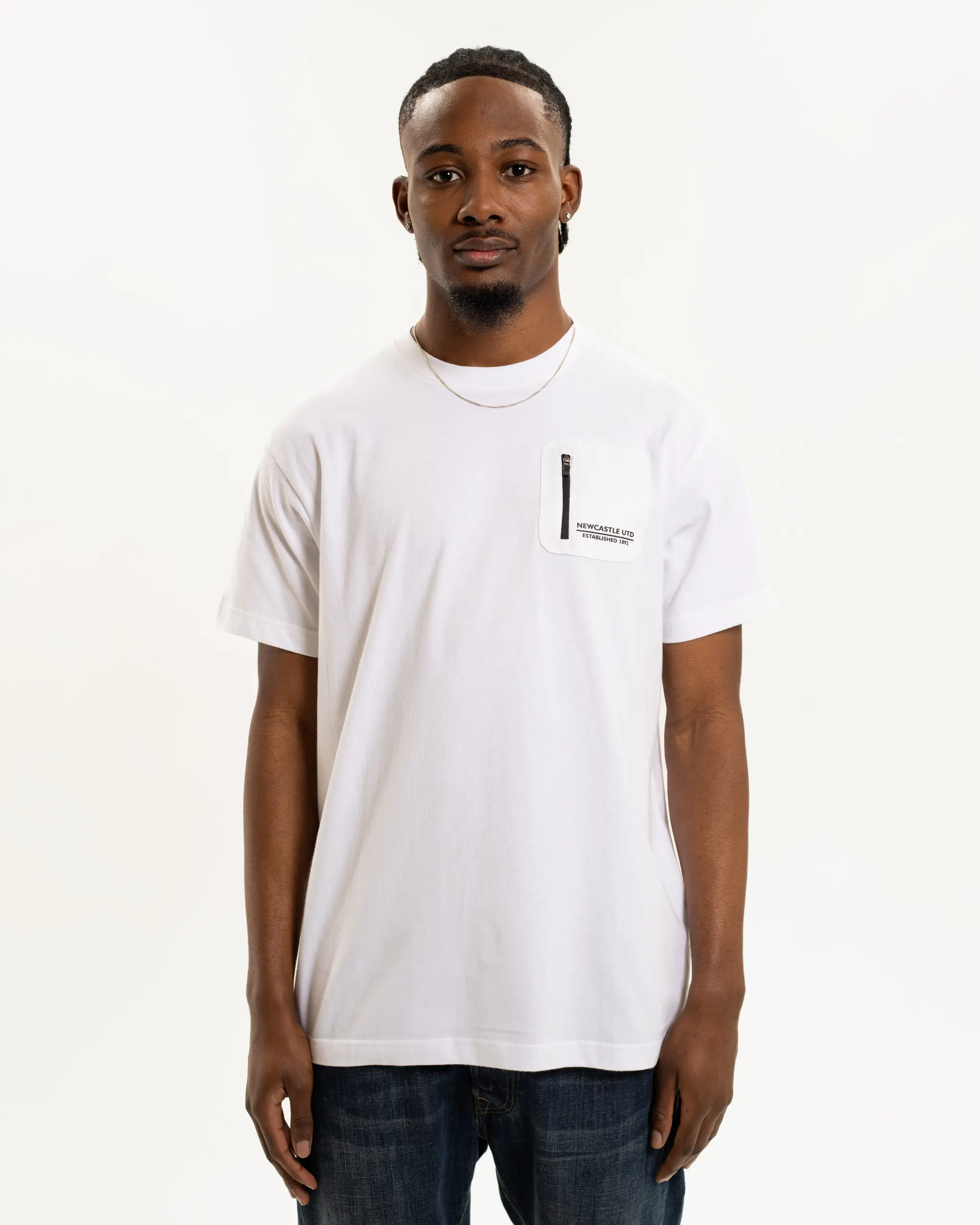 Newcastle United Men's White Pocket Detailed T-Shirt - Image 2