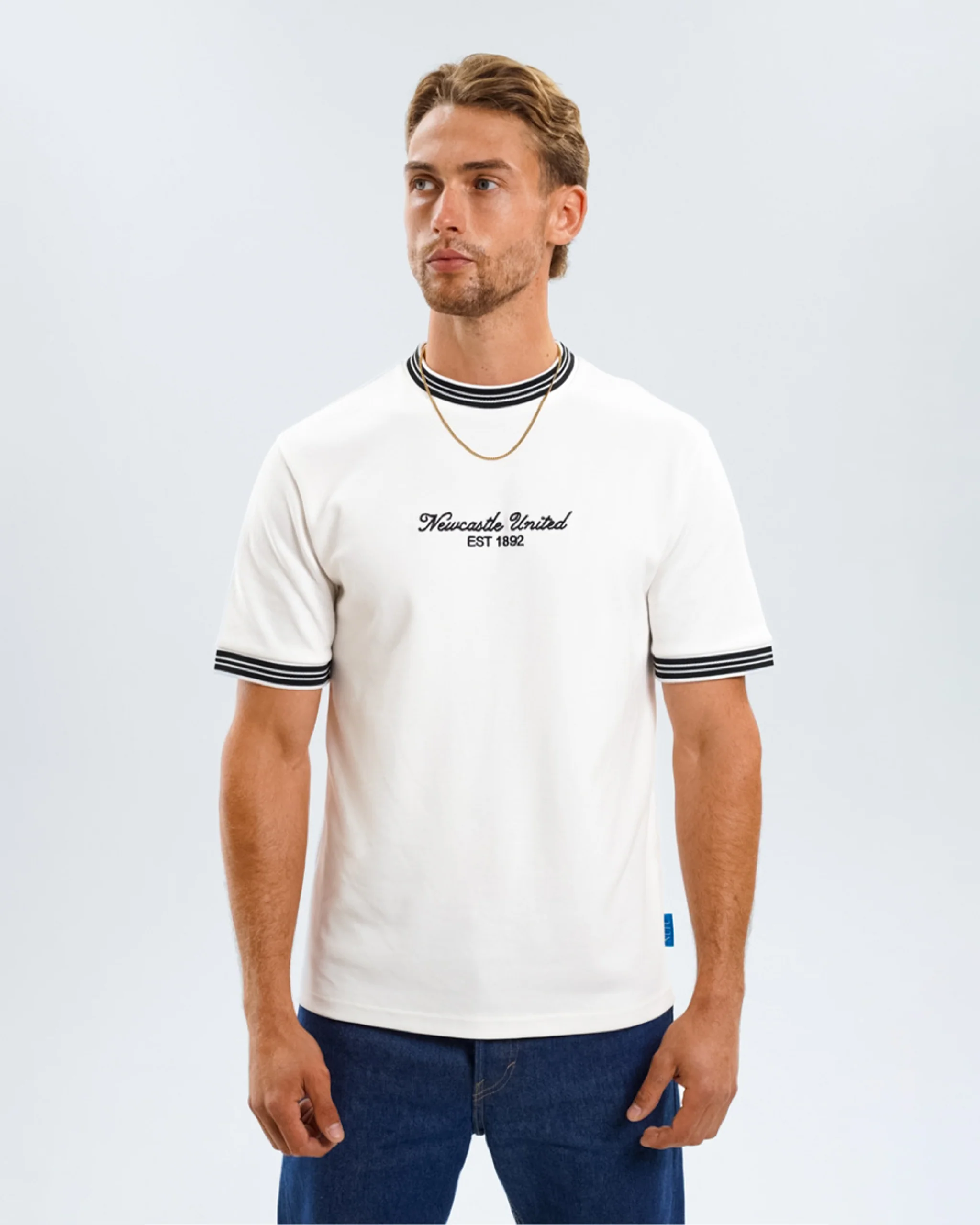 Newcastle United Men's White Waffle Ribbed T-Shirt