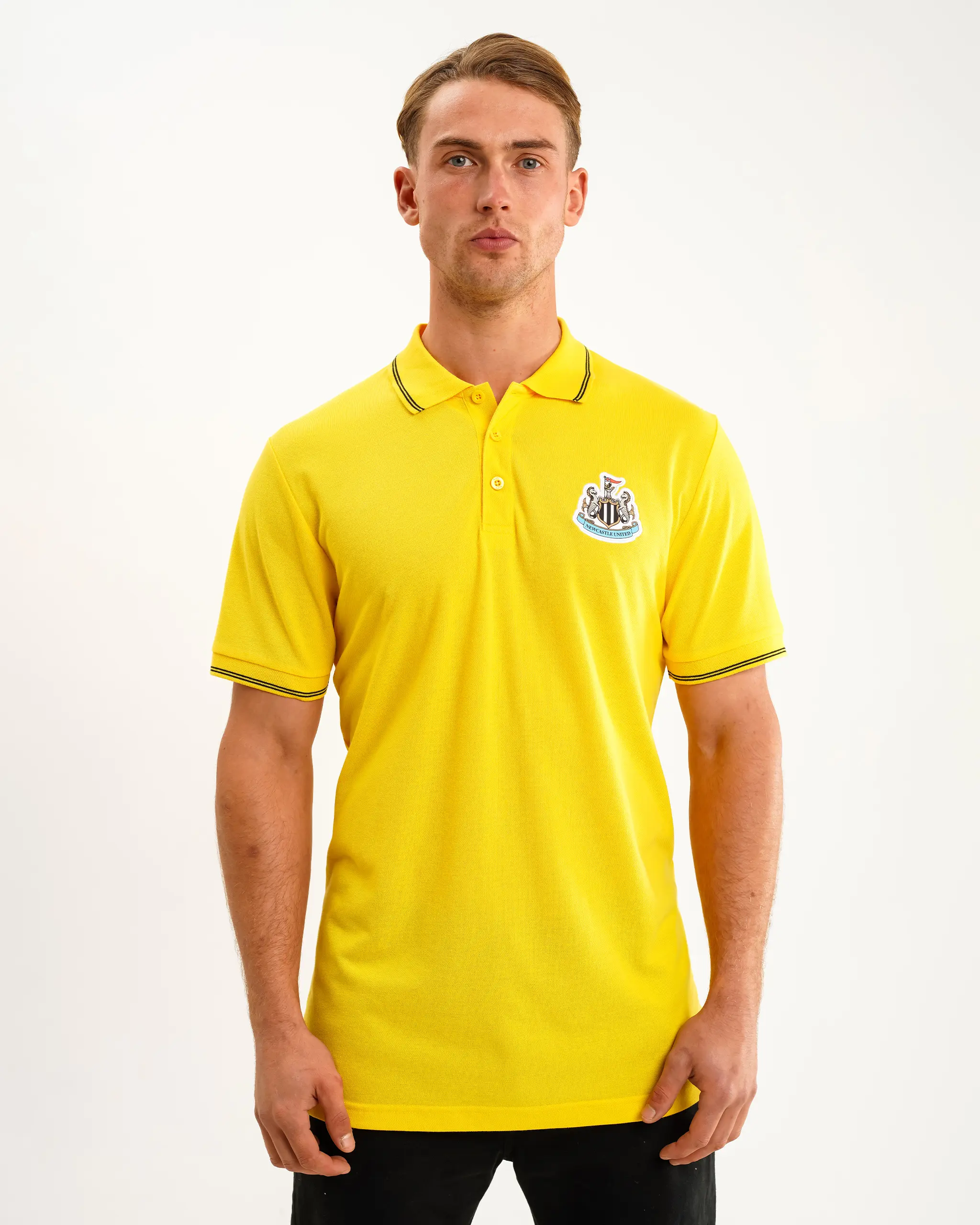 Newcastle United Men's Yellow Terrace Pique Polo Shirt - Image 2