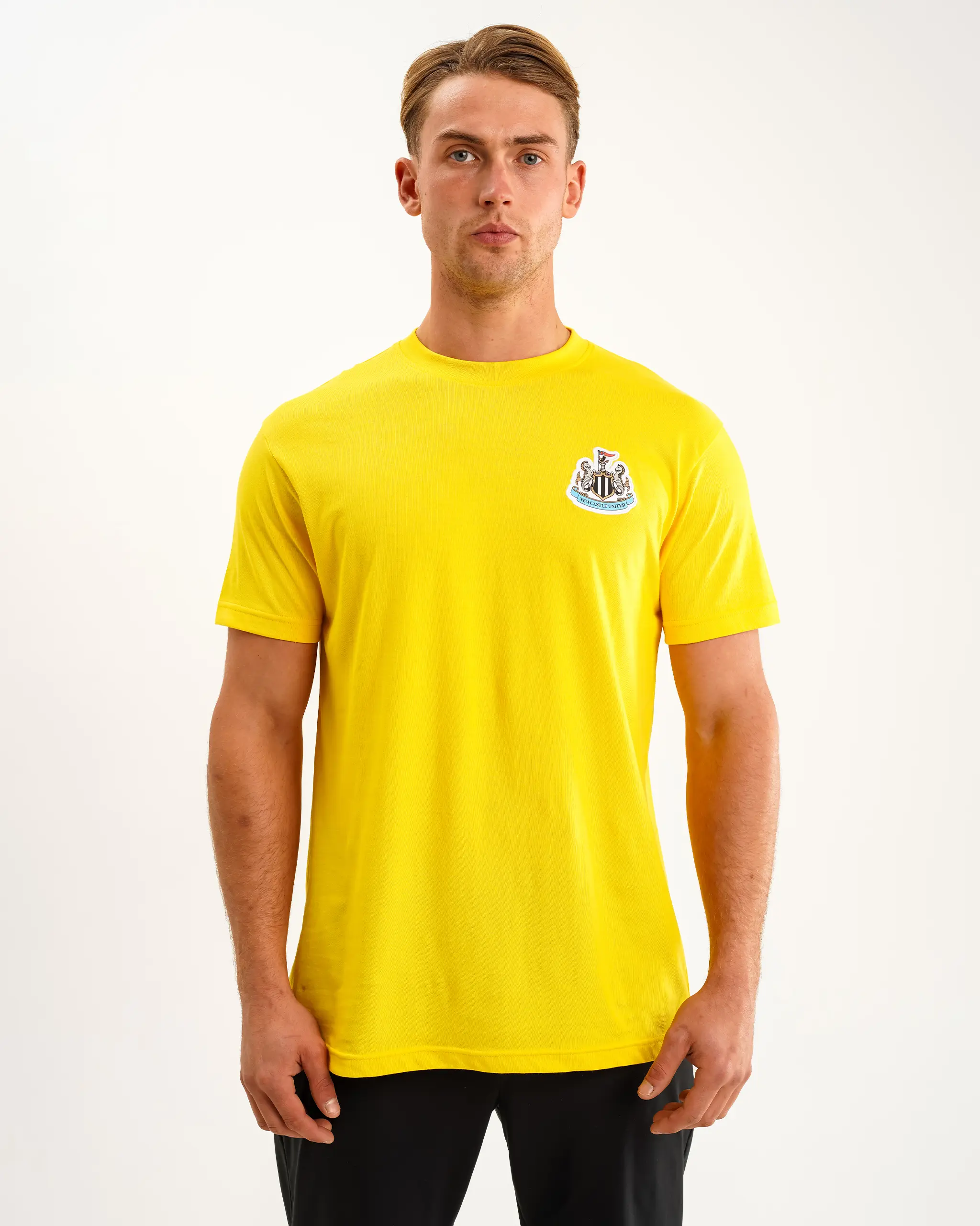 Newcastle United Men's Yellow Terrace Crest T-Shirt - Image 2