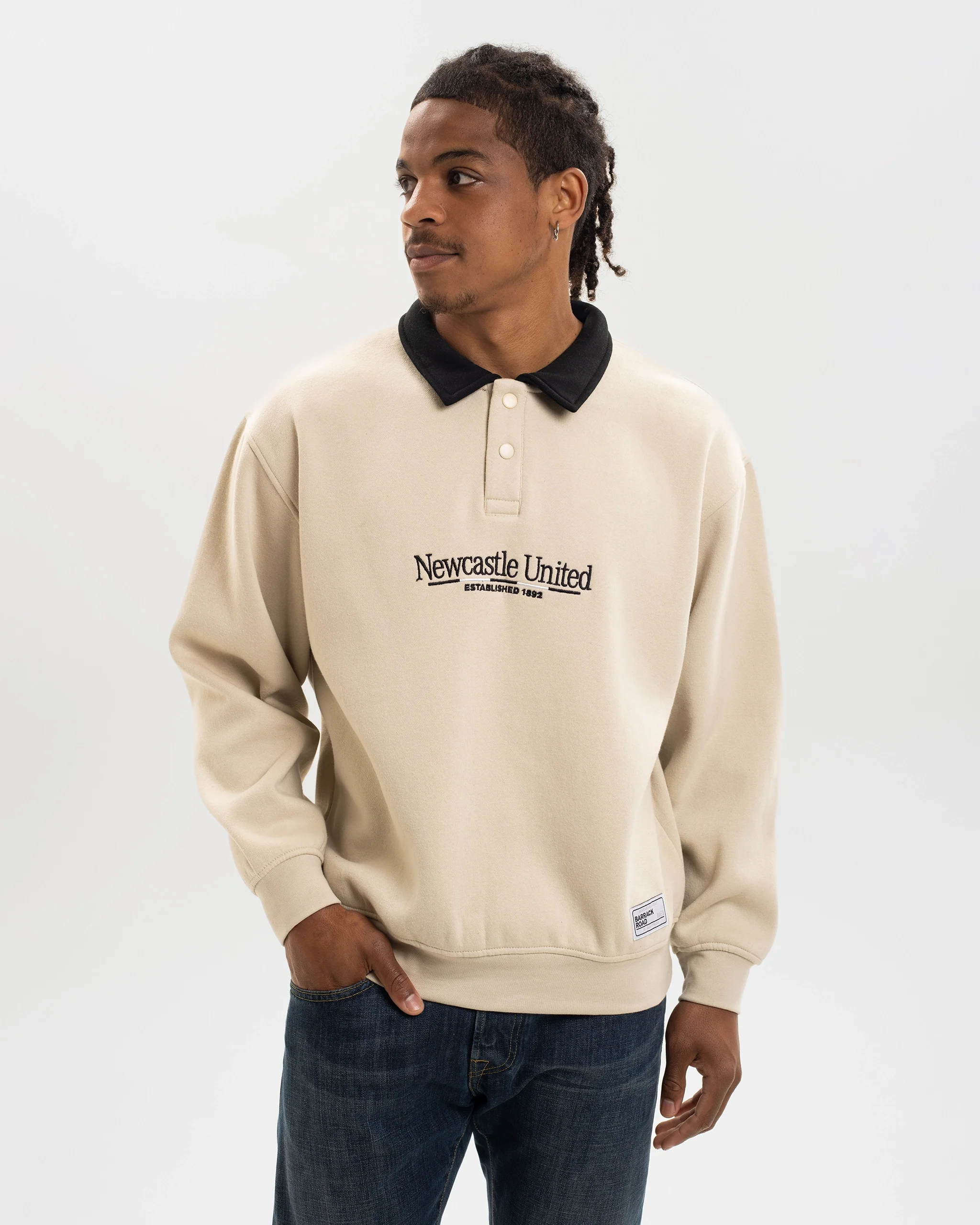 Newcastle United St. James' Park Stone Graphic Collared Sweater - Image 2
